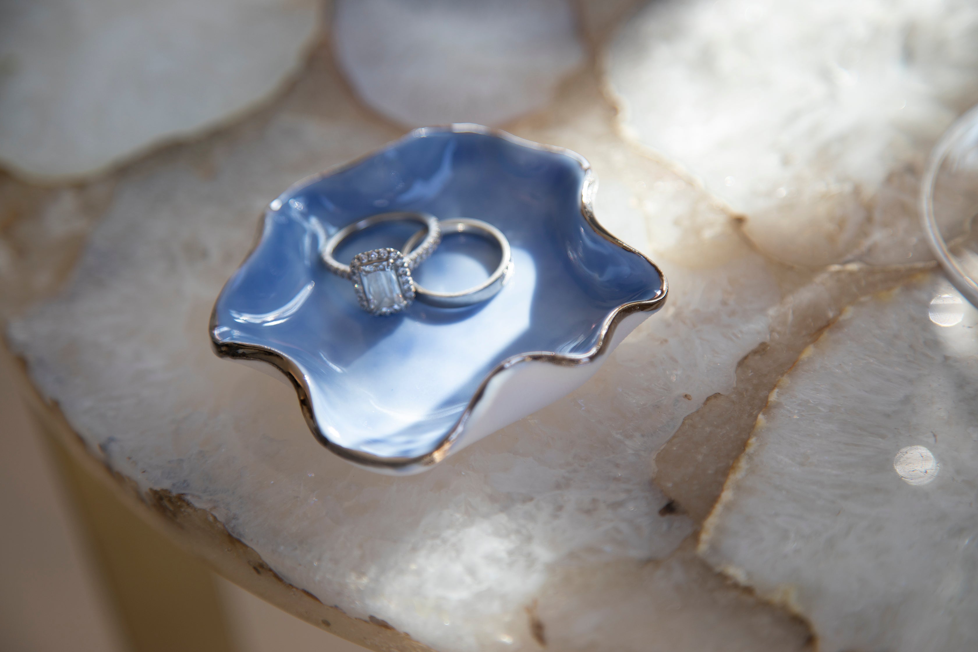 Trinket dish | blue with silver