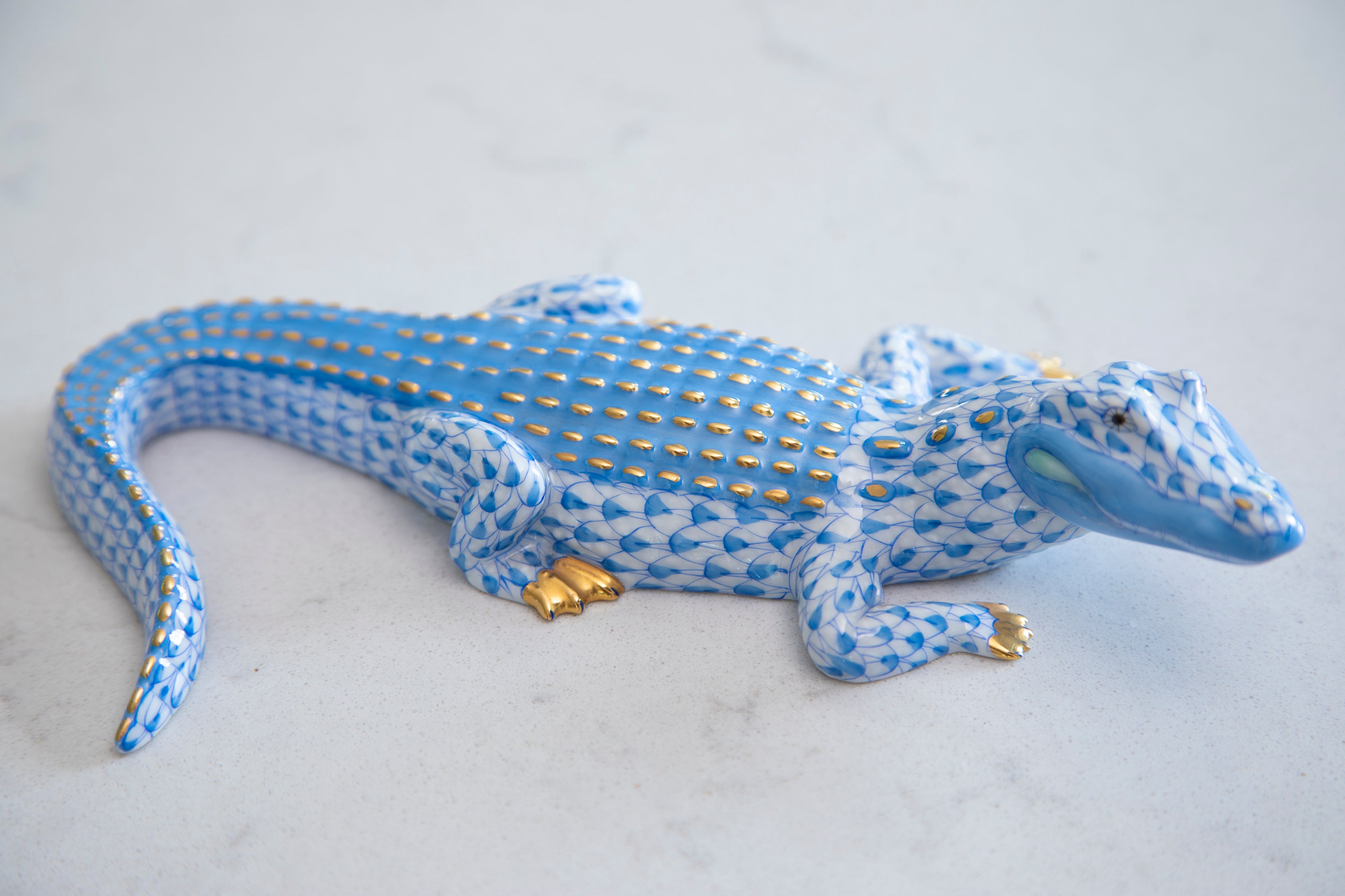 Vintage Herend blue alligator
