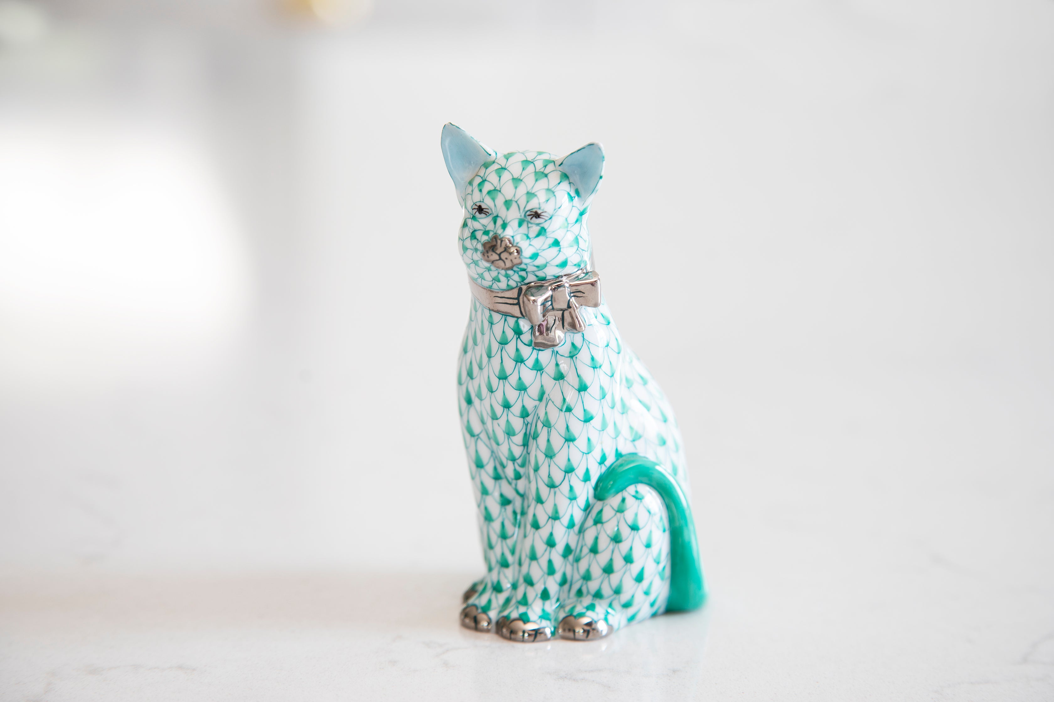 Vintage green Herend cat