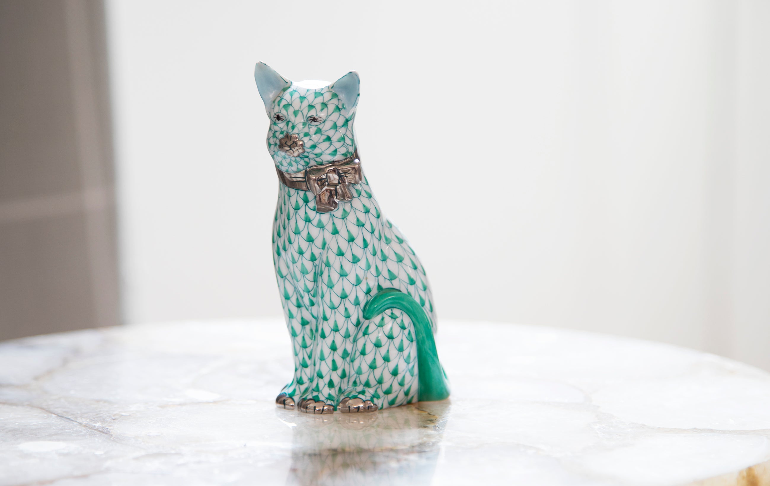 Vintage green Herend cat