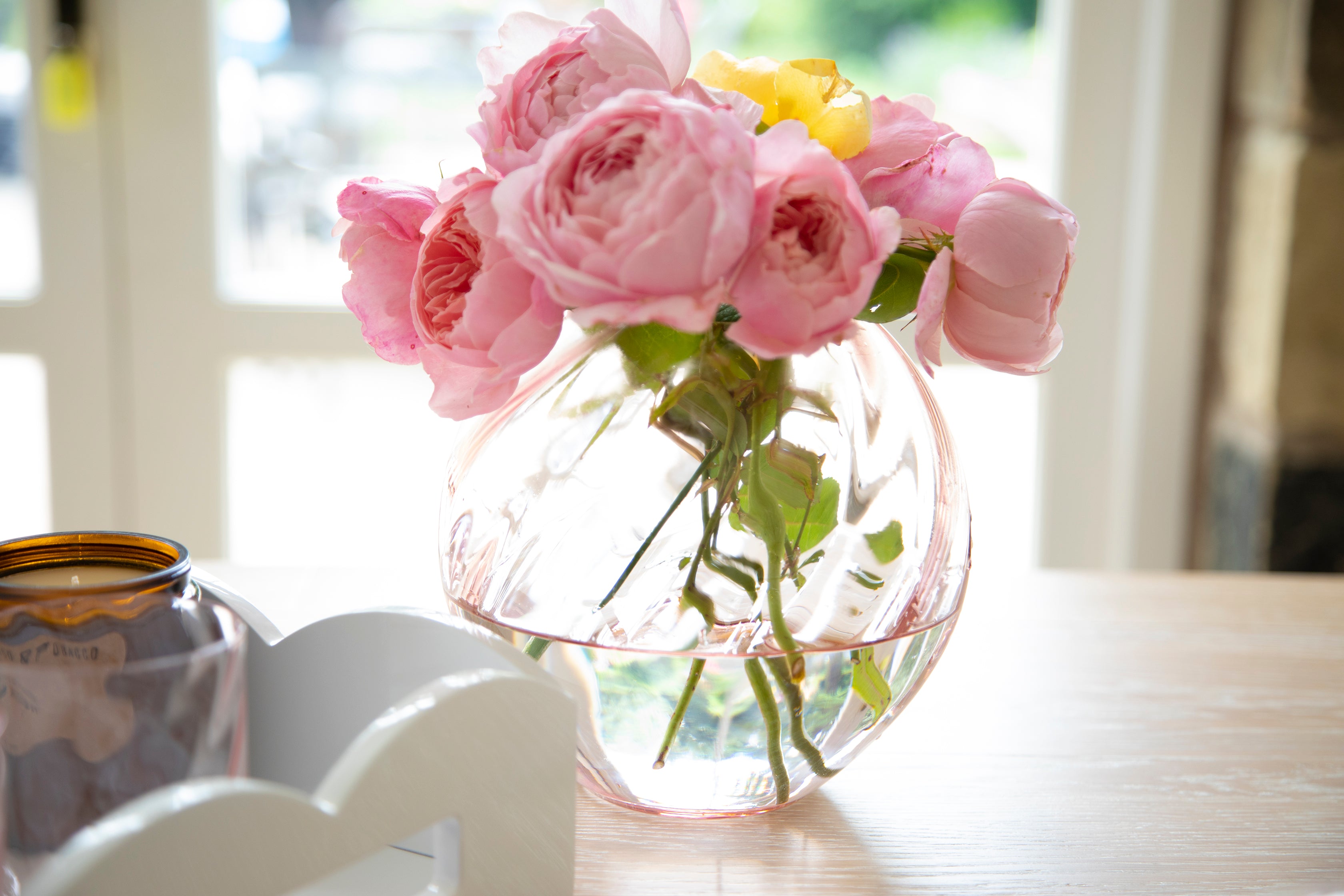 Pink wave marika glass rose vase