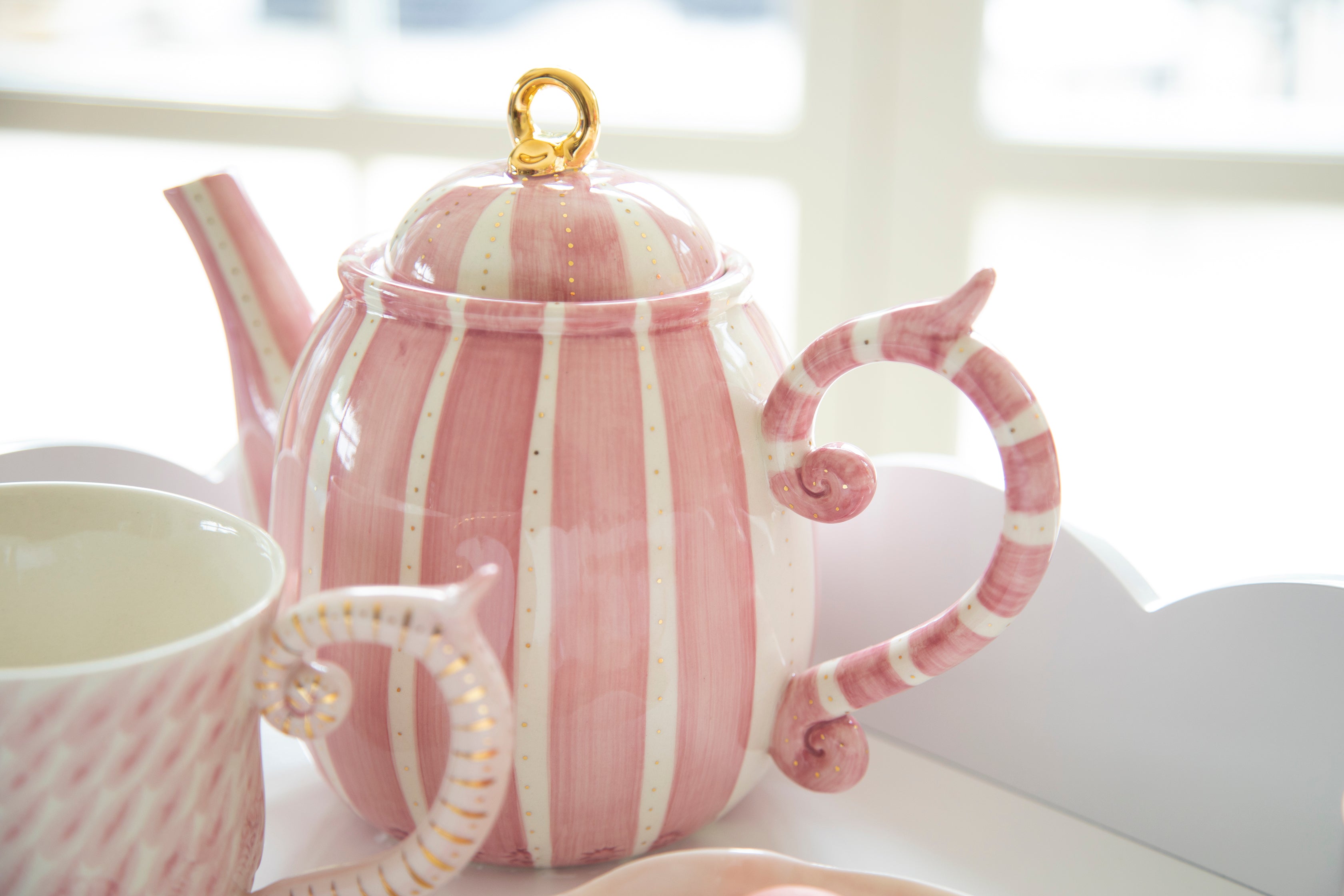 Pink stripe Miranda Berrow teapot