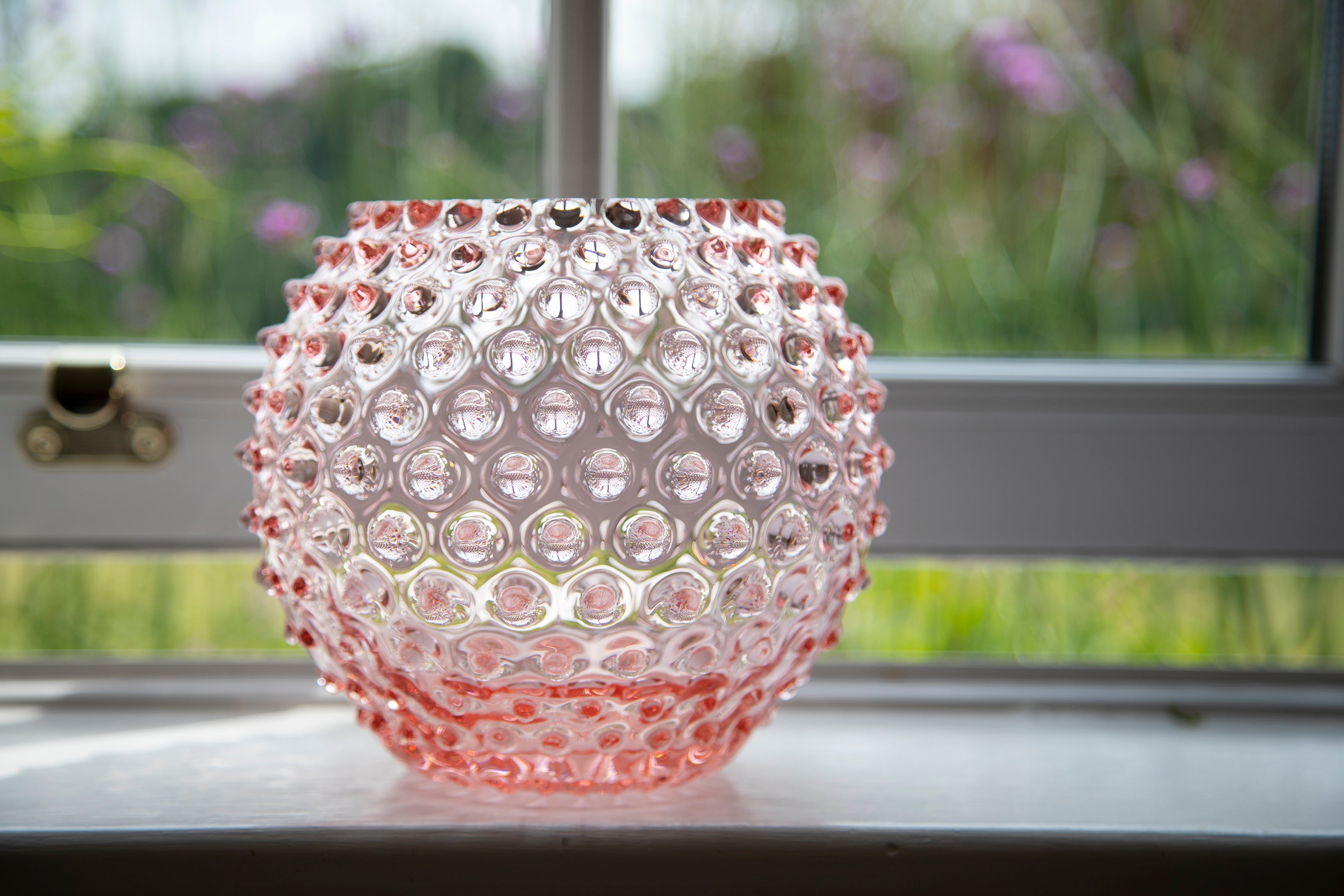 Pink hobnail vase