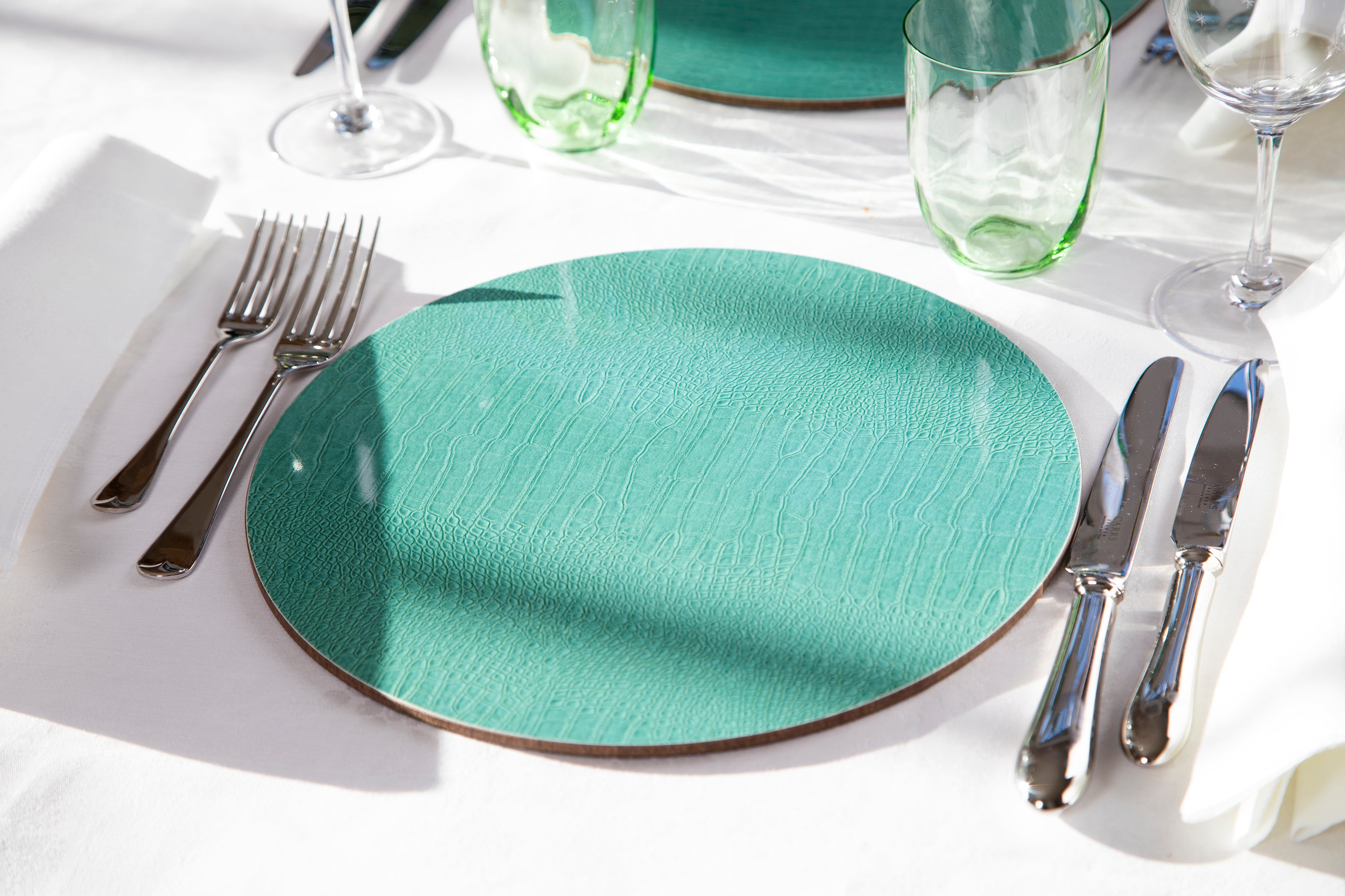 Balu green crocodile print placemats