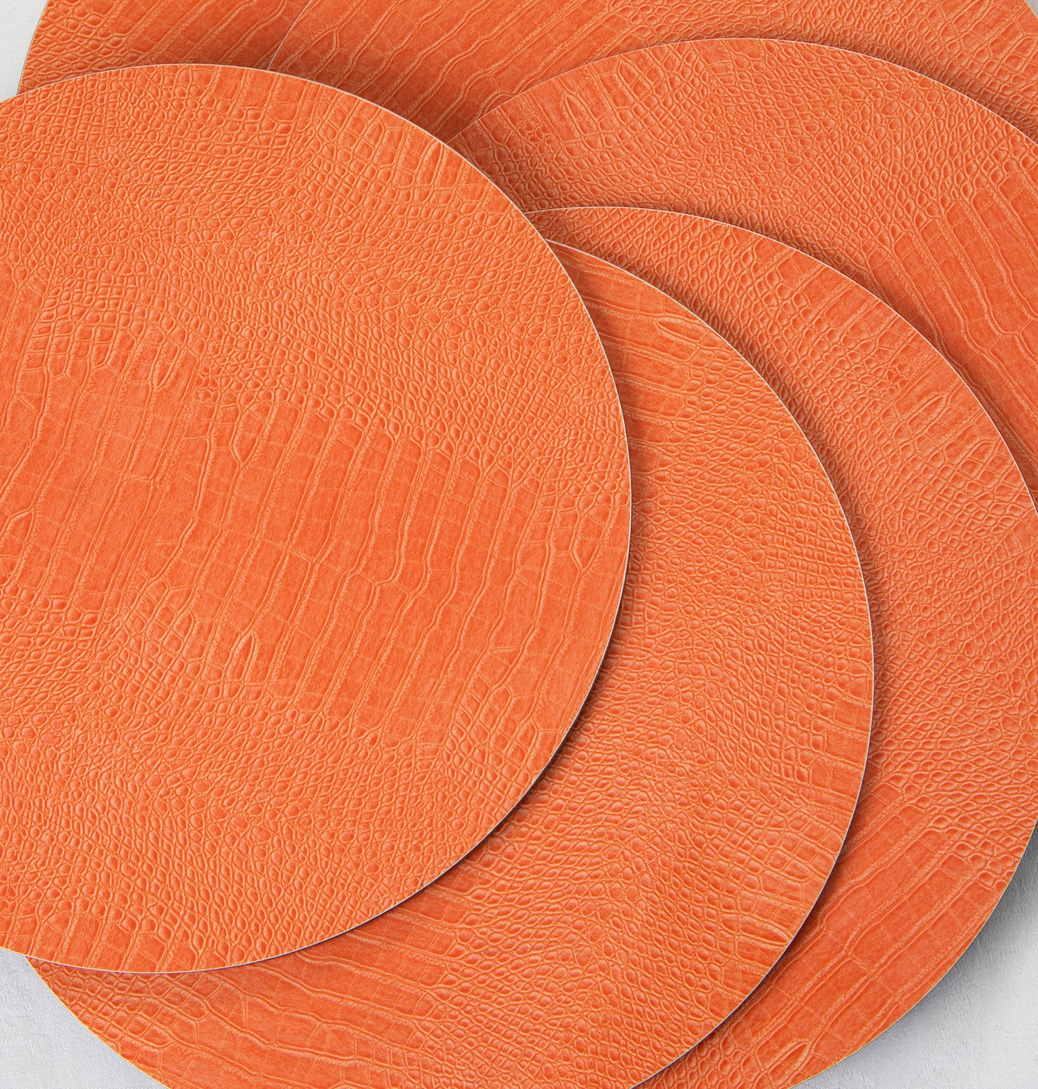 Orange crocodile print round placemat