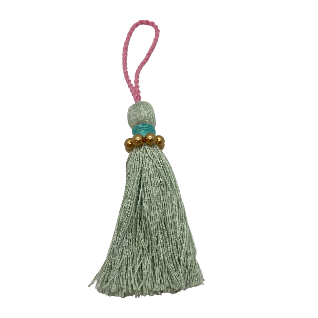 Key tassel | Eau de nil with beads | Jessica light