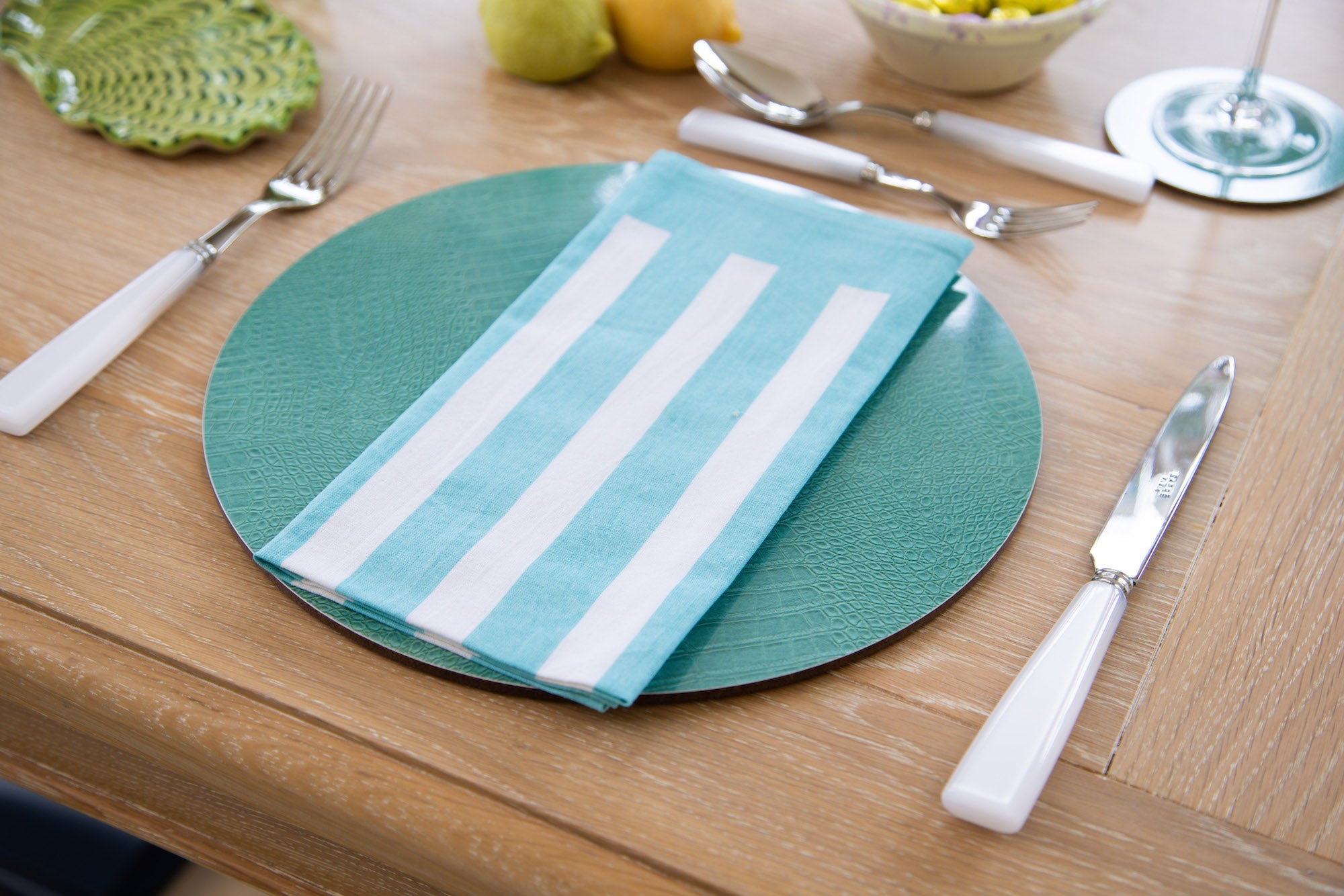 Striped Napkins | Aqua Green