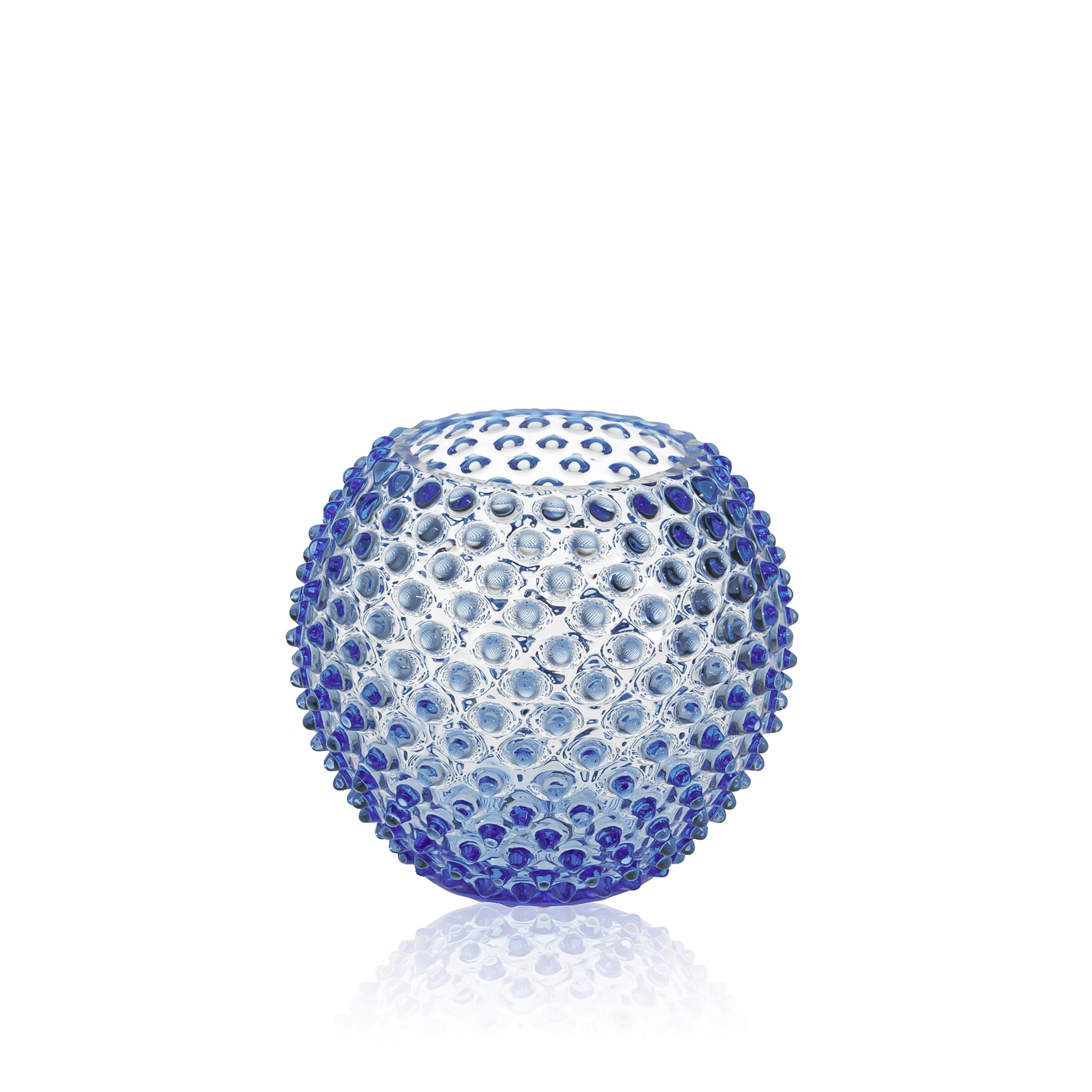 Hobnail crystal vase | light blue | osski