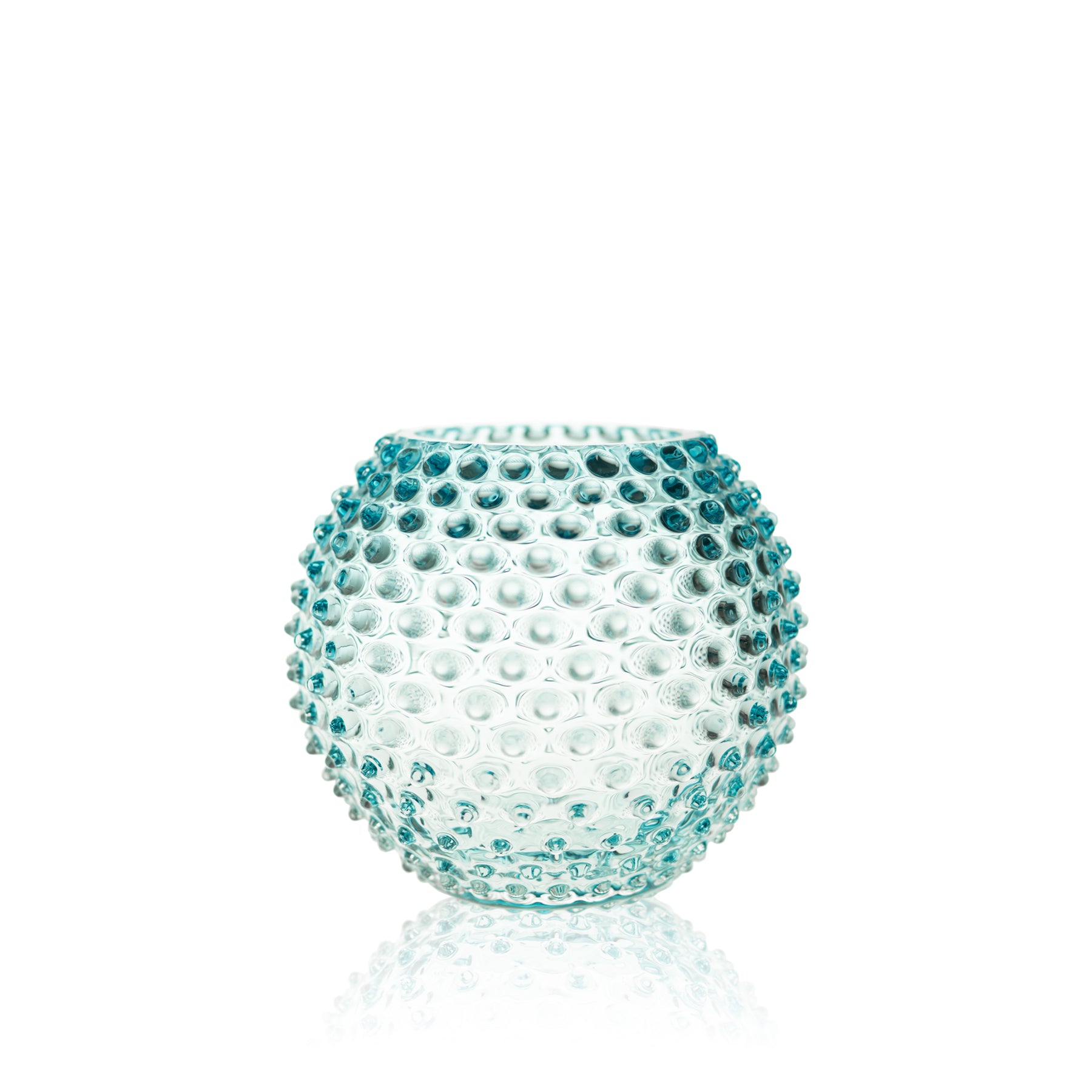 Underlay aquamarine hobnail vase