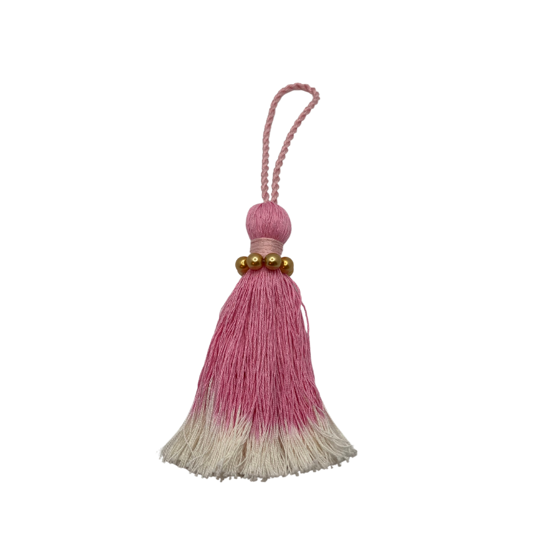 Key tassel | Carnation pink with beads | Jessica light