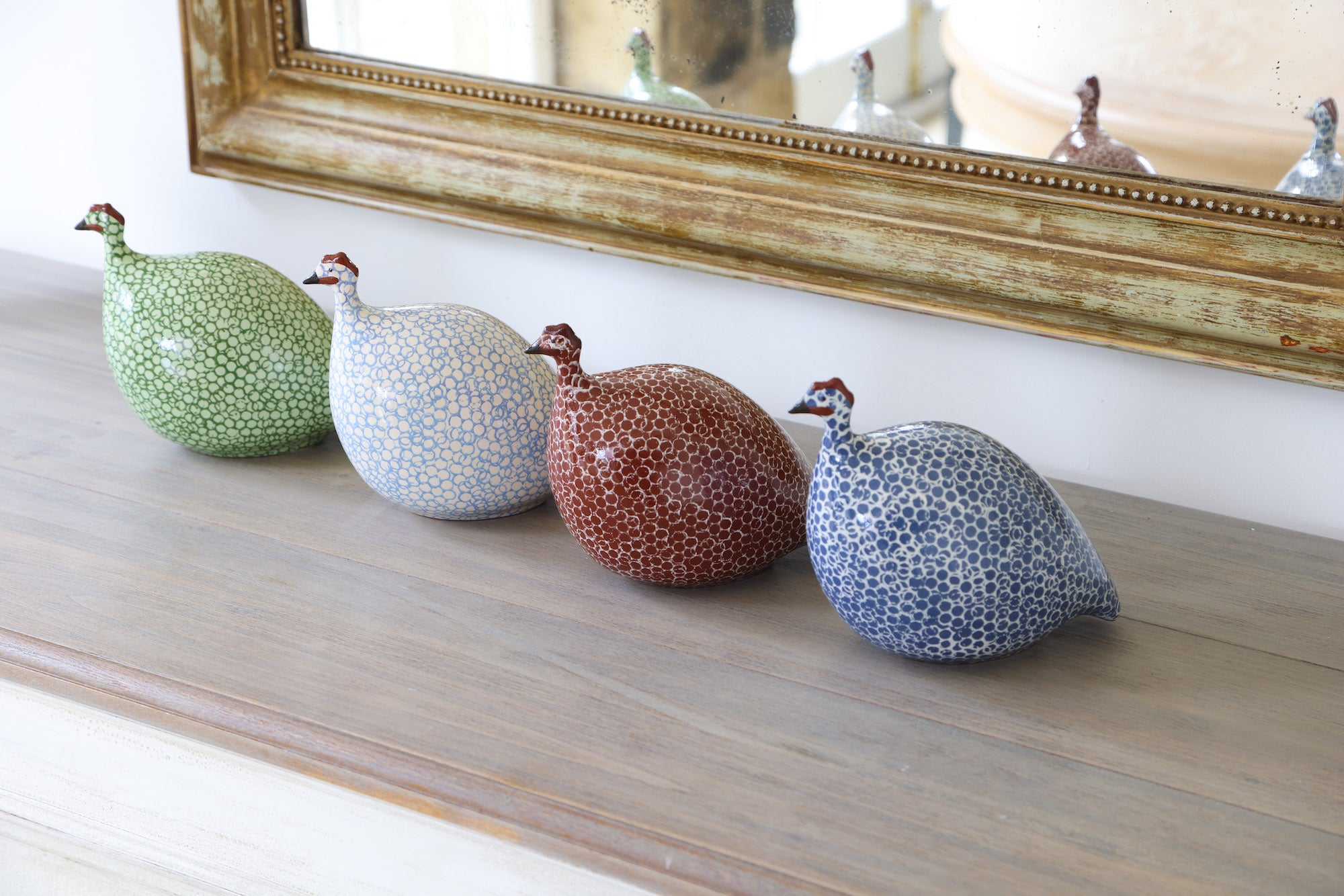 Ceramic Guinea Fowl | Blue with white spots | Small