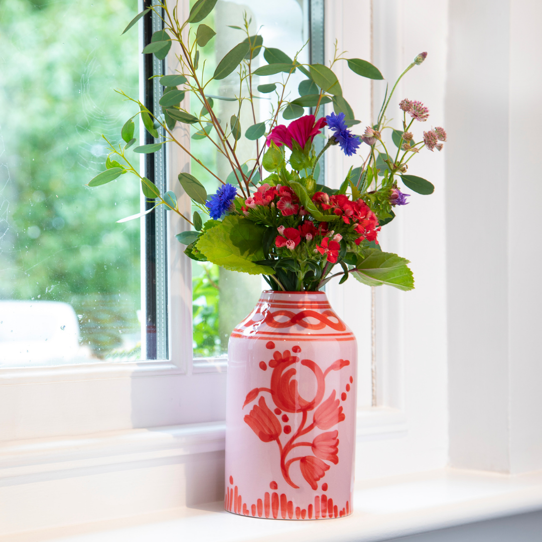 Vase | Pink with red detail | Vassielle