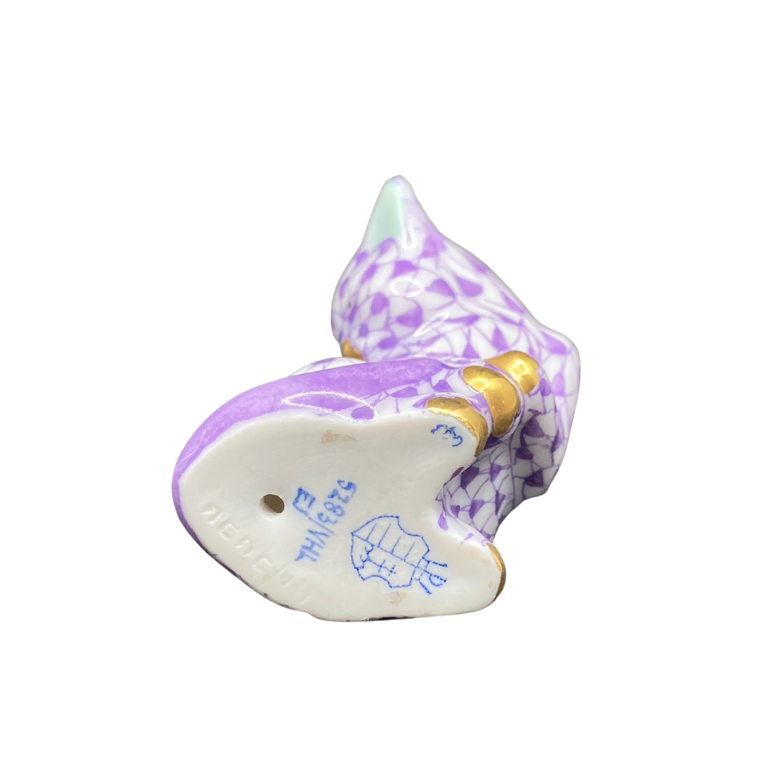 Vintage Herend Sitting Cat | Lilac