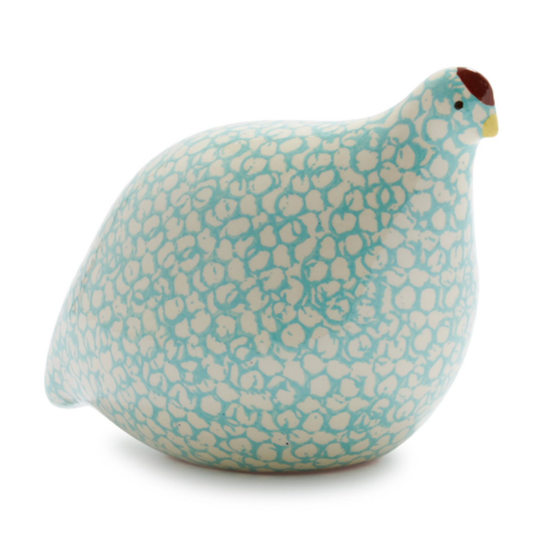 Ceramic Quail | White with turquoise spots