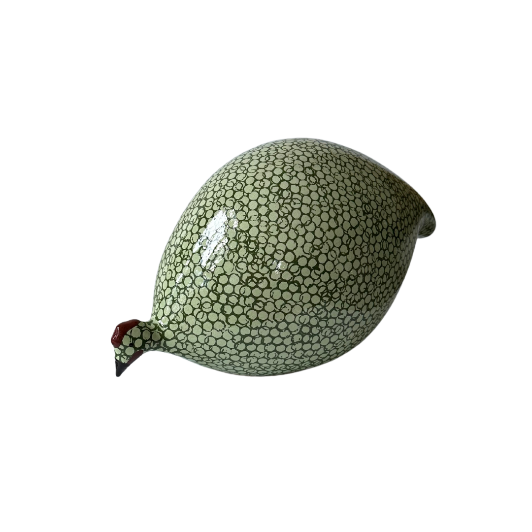 Ceramic Guinea Fowl | Green with green spots | Pecking