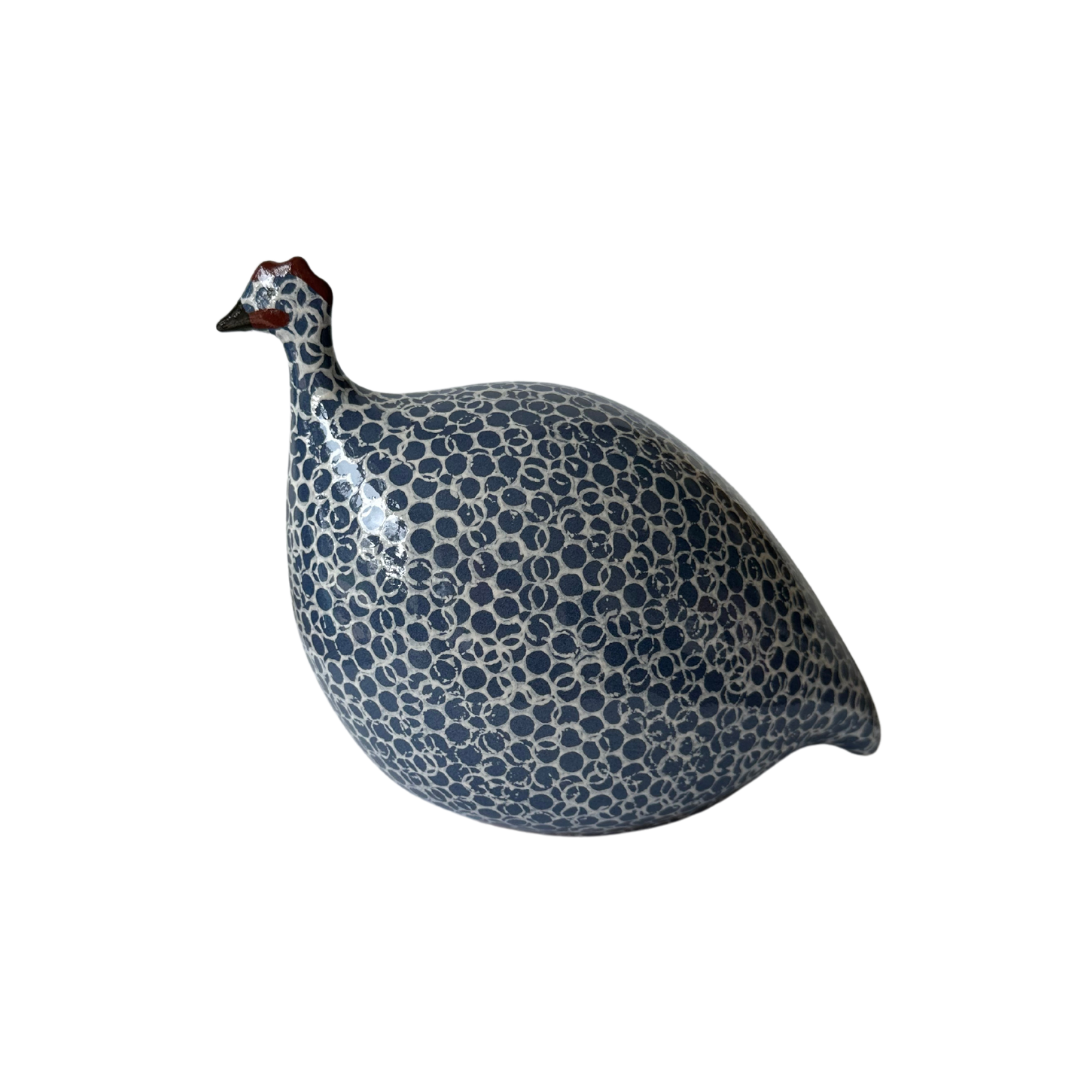 Ceramic Guinea Fowl | Blue with white spots | Small
