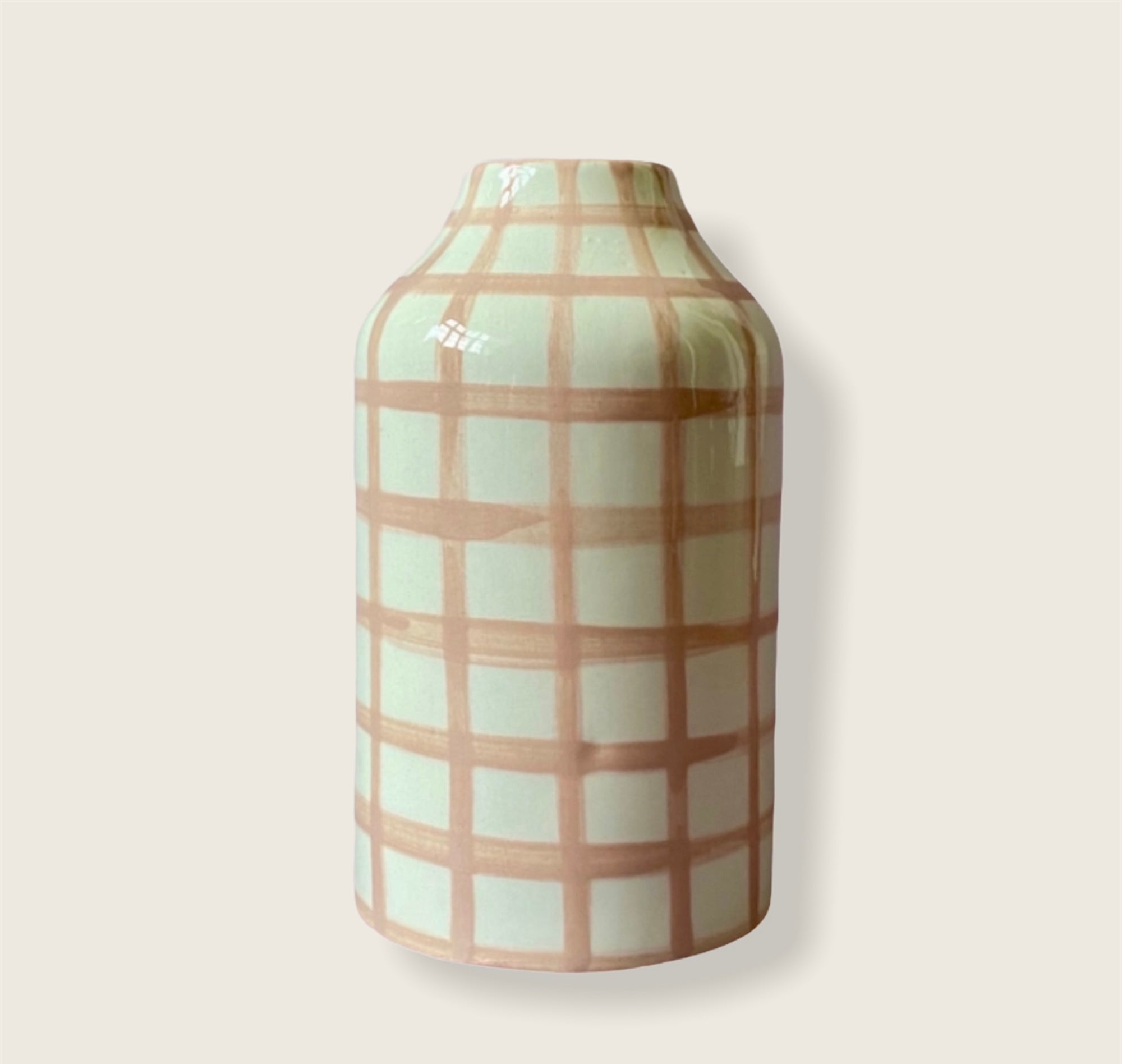 Vase | White with pink gingham | Vaisselle