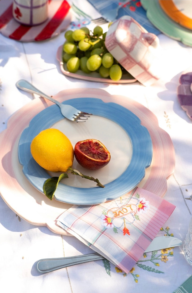 Scalloped plate | blue and white | osski