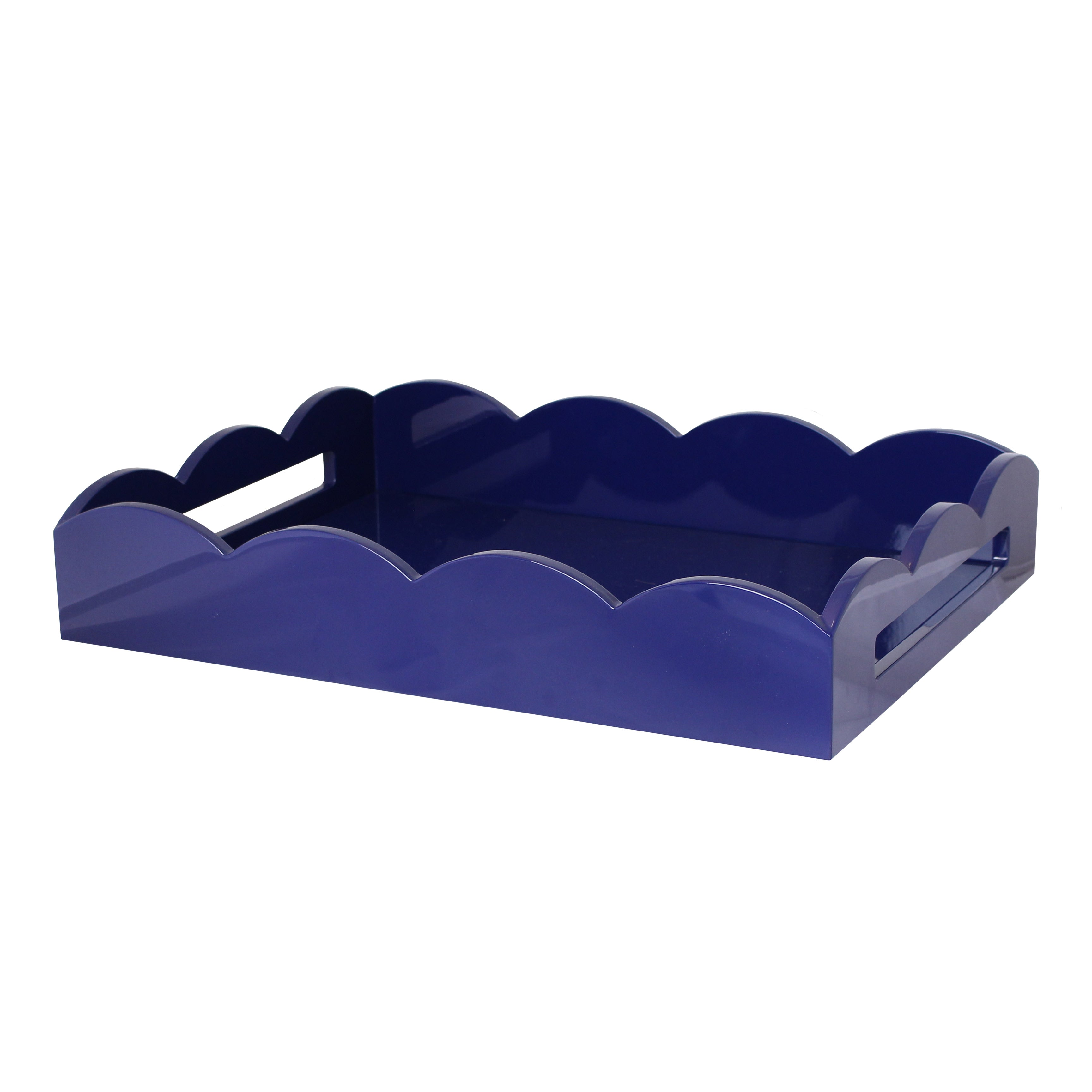 Medium Lacquered Scalloped Tray | Navy