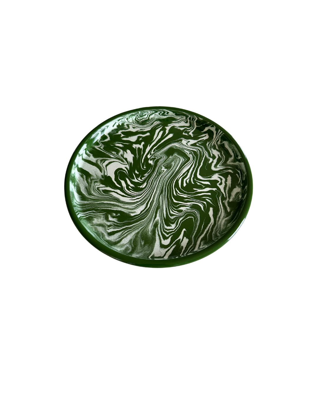 Marble Round Enamel Serving Tray | Green