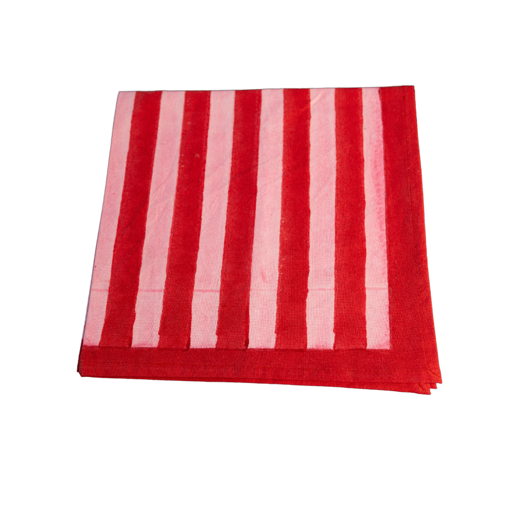 Seconds | Striped Red & Pink Napkins | Sold as a set of 4