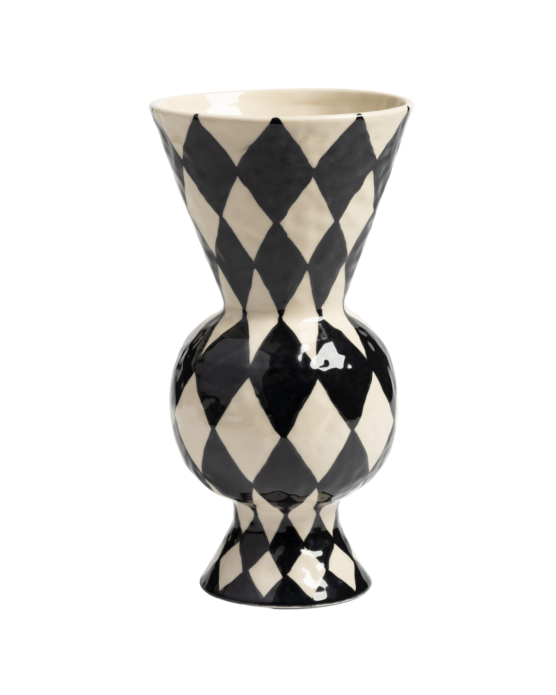 Black and white  harlequin pattern vase