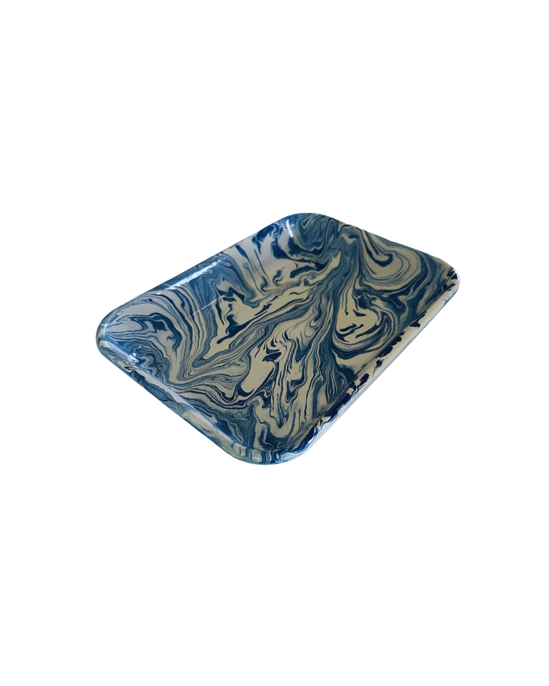 Marble Rectangle Enamel Baking Dish | Medium| Blue