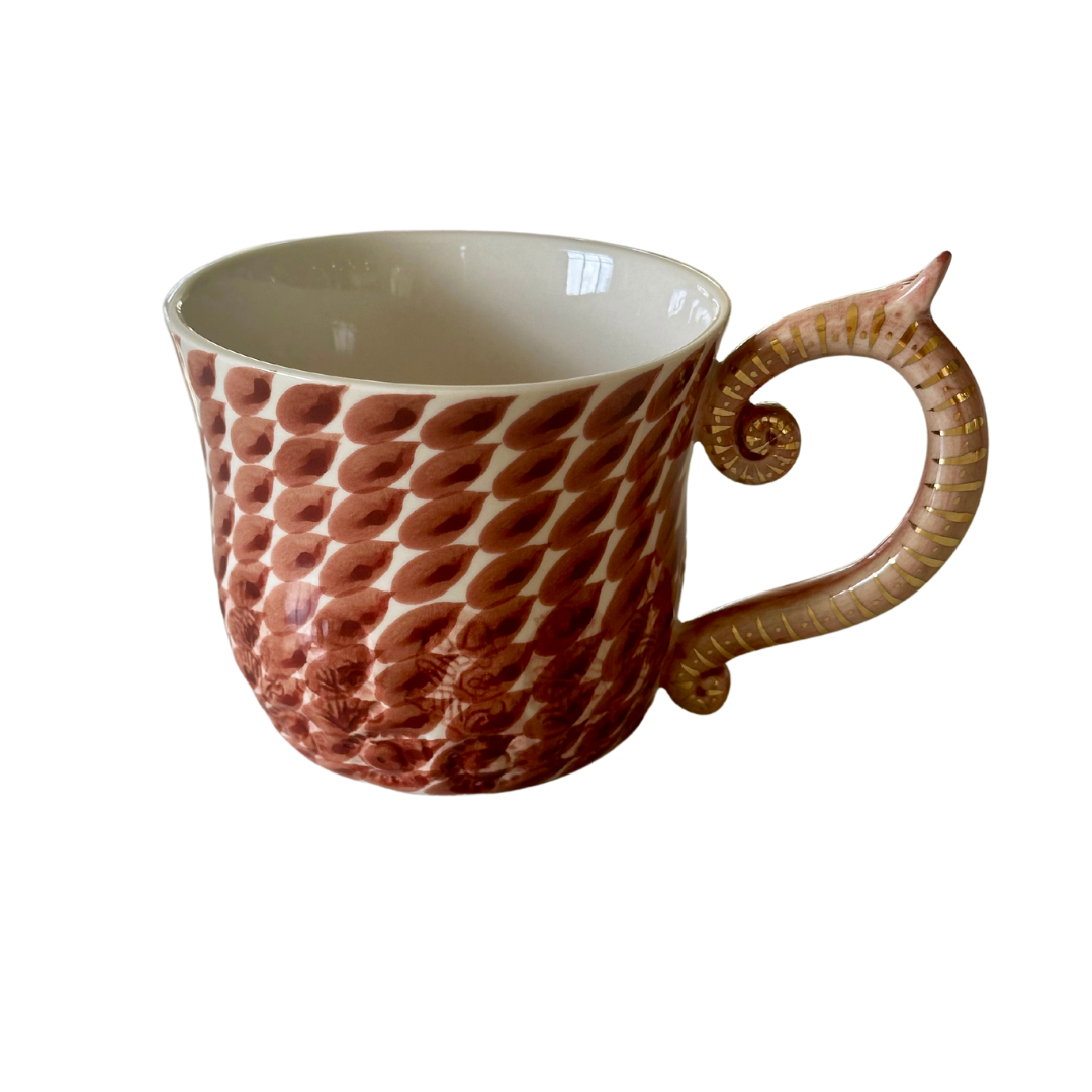 Tea Cup | Dash Pattern | Brown