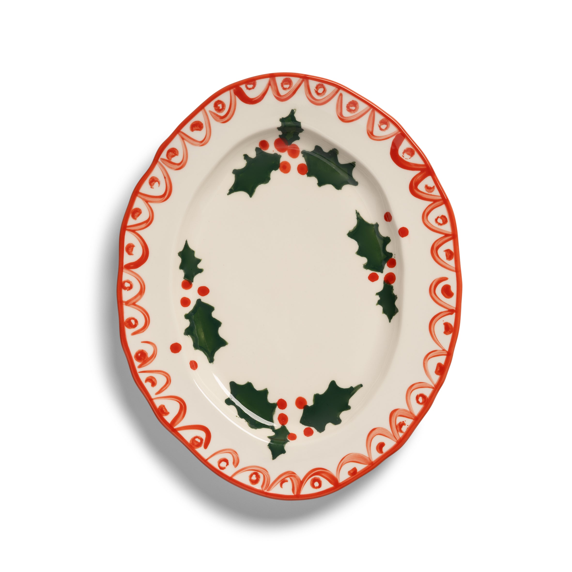 Christmas Platter | Red Holly | Small