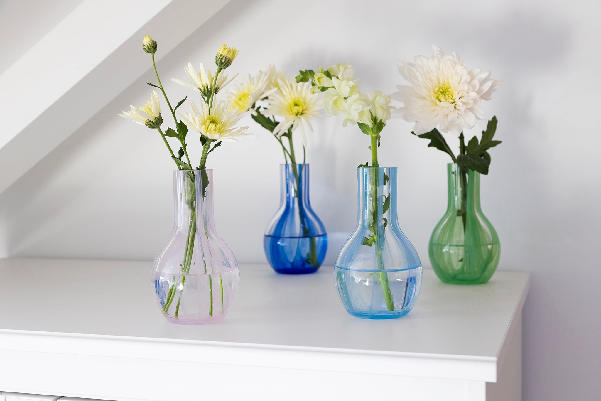 Striped Glass Vase | Light Blue