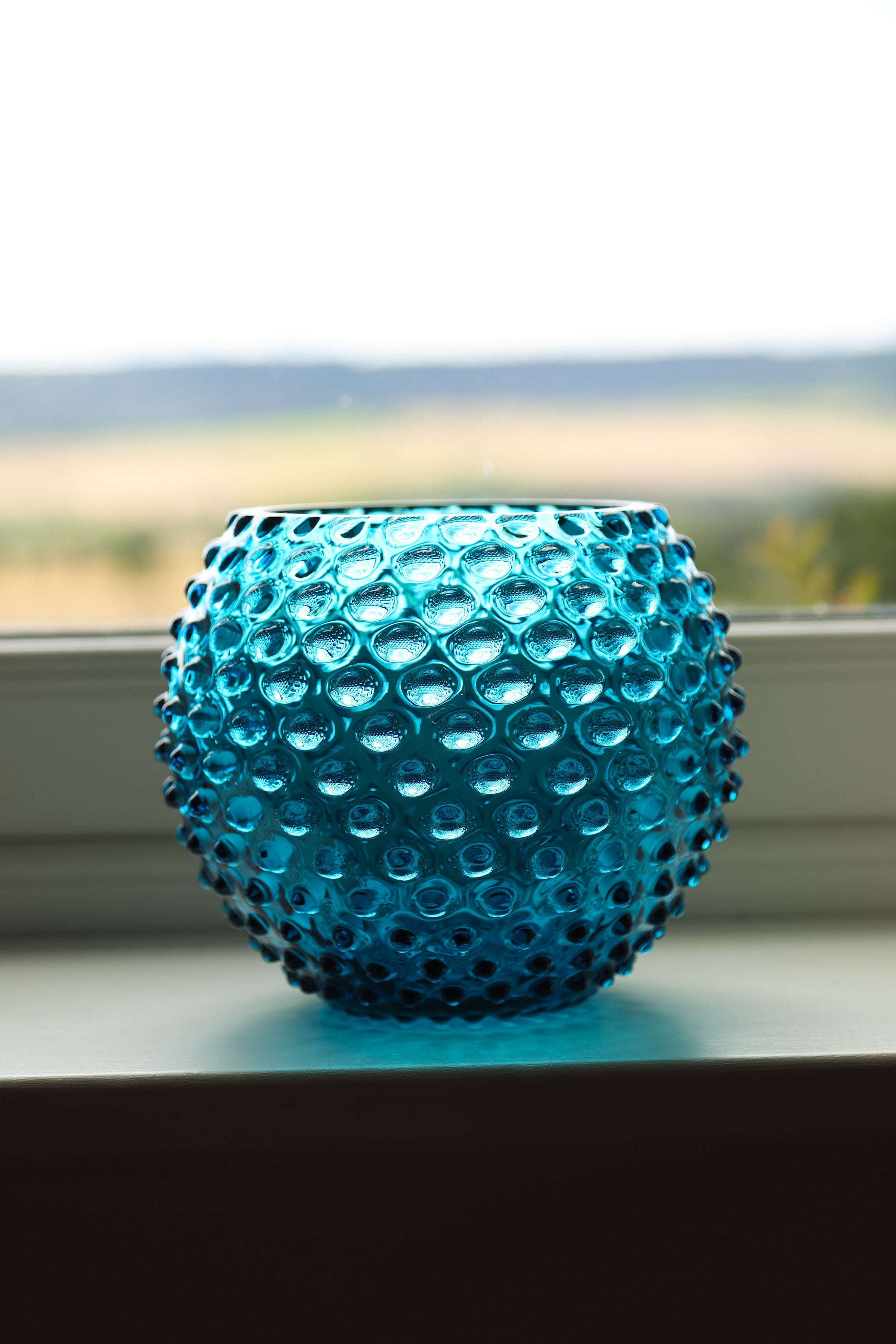 Hobnail Round Vase | Aquamarine