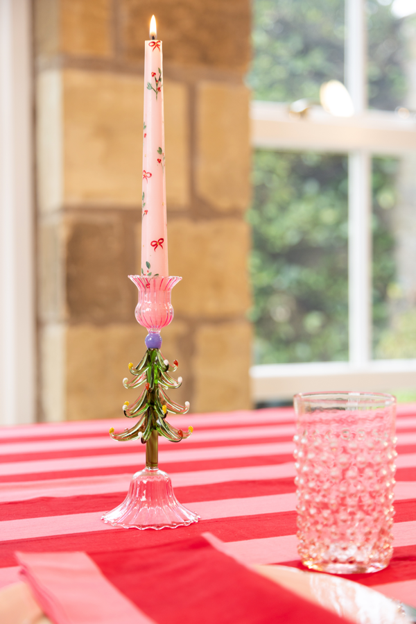 Glass christmas tree candle holder