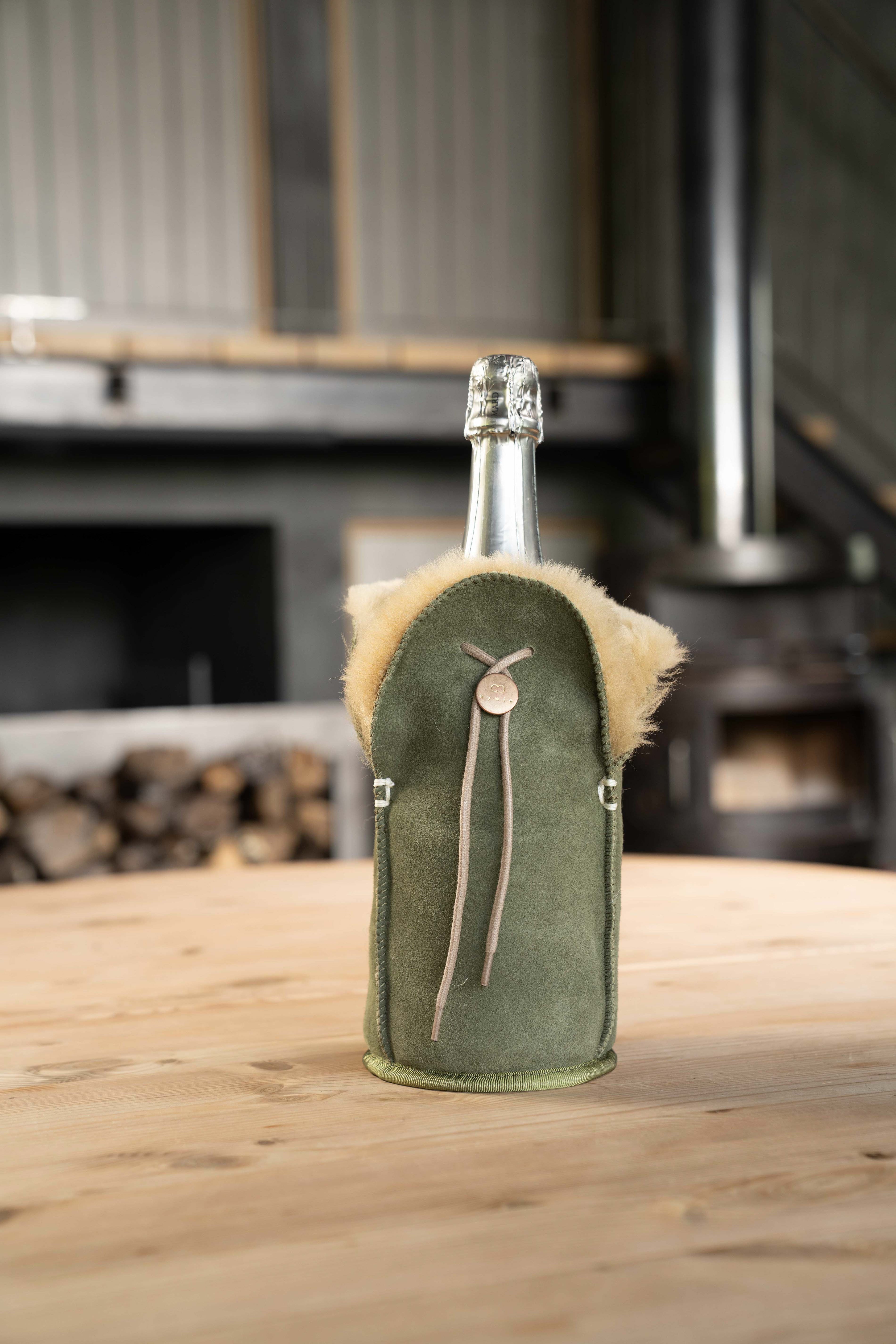Olive sheepskin champagne cooler