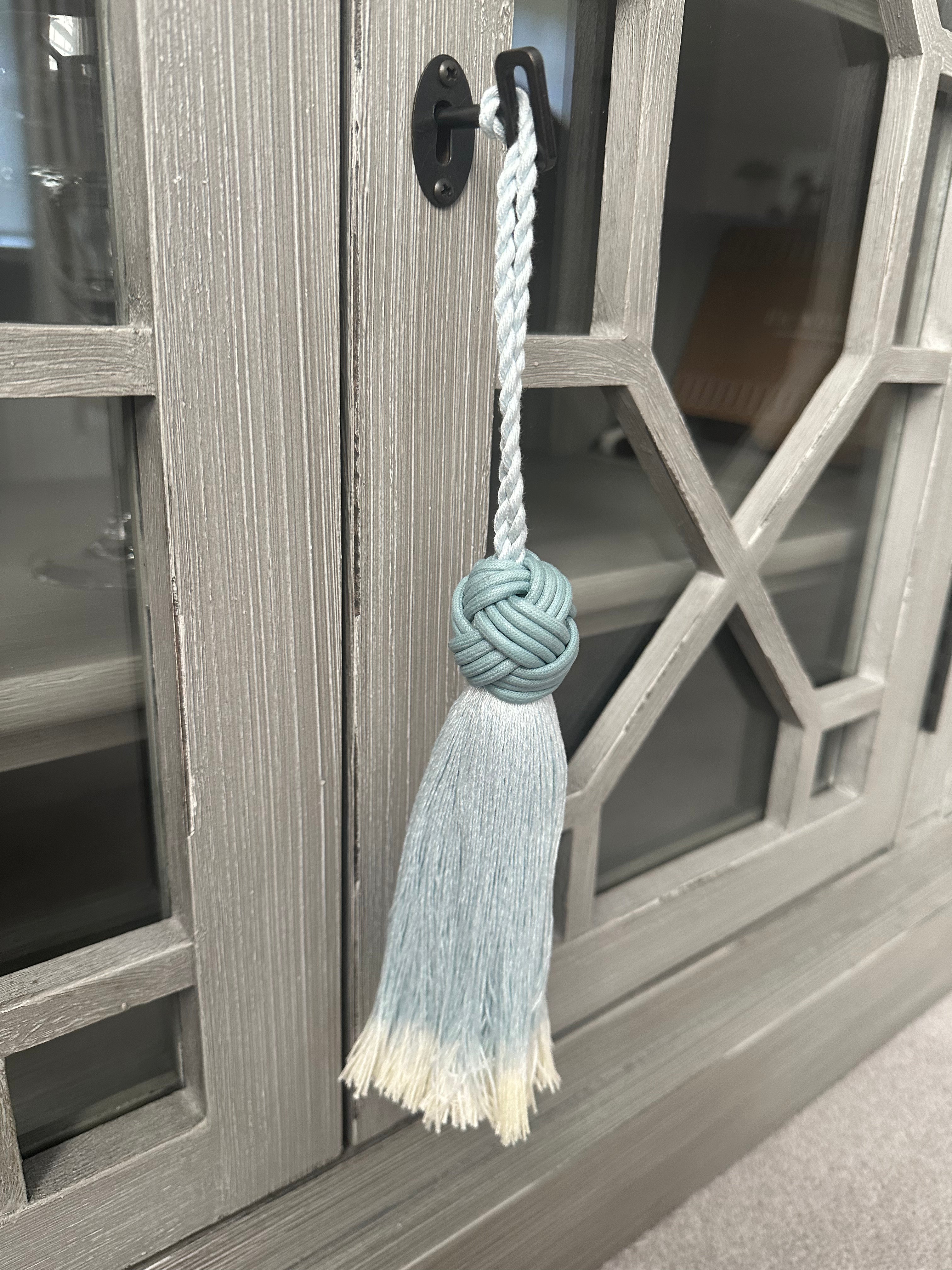 Pale blue chunky key tassel