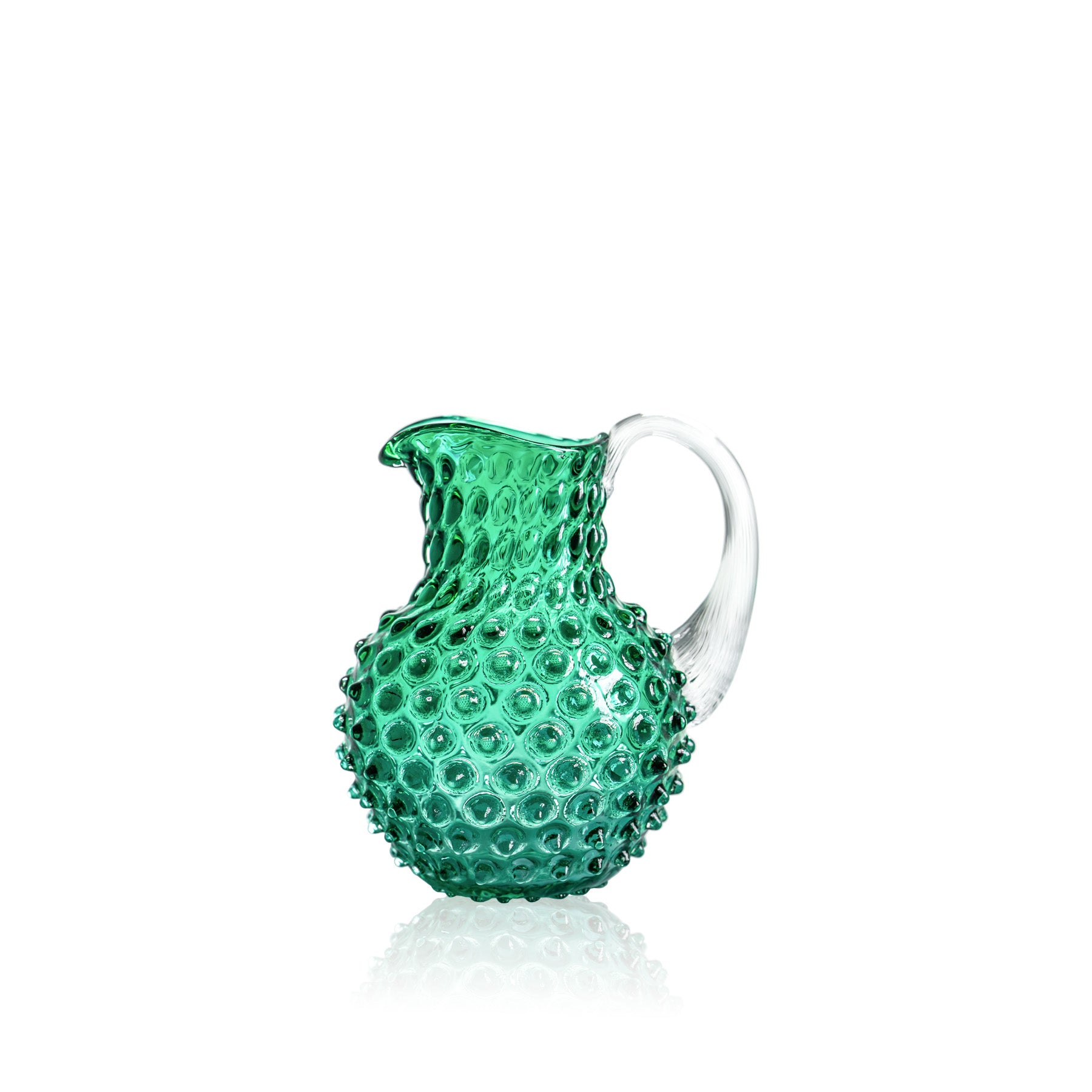 Small underlay dark green hobnail jug