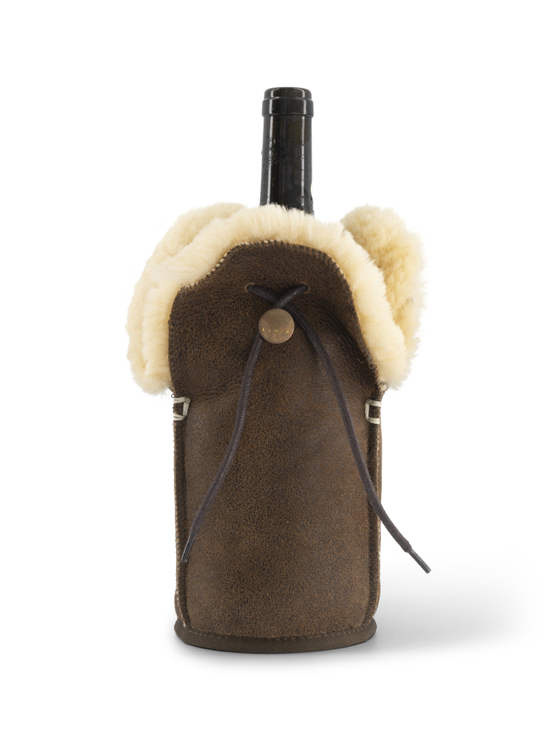 brown leather champagne cooler