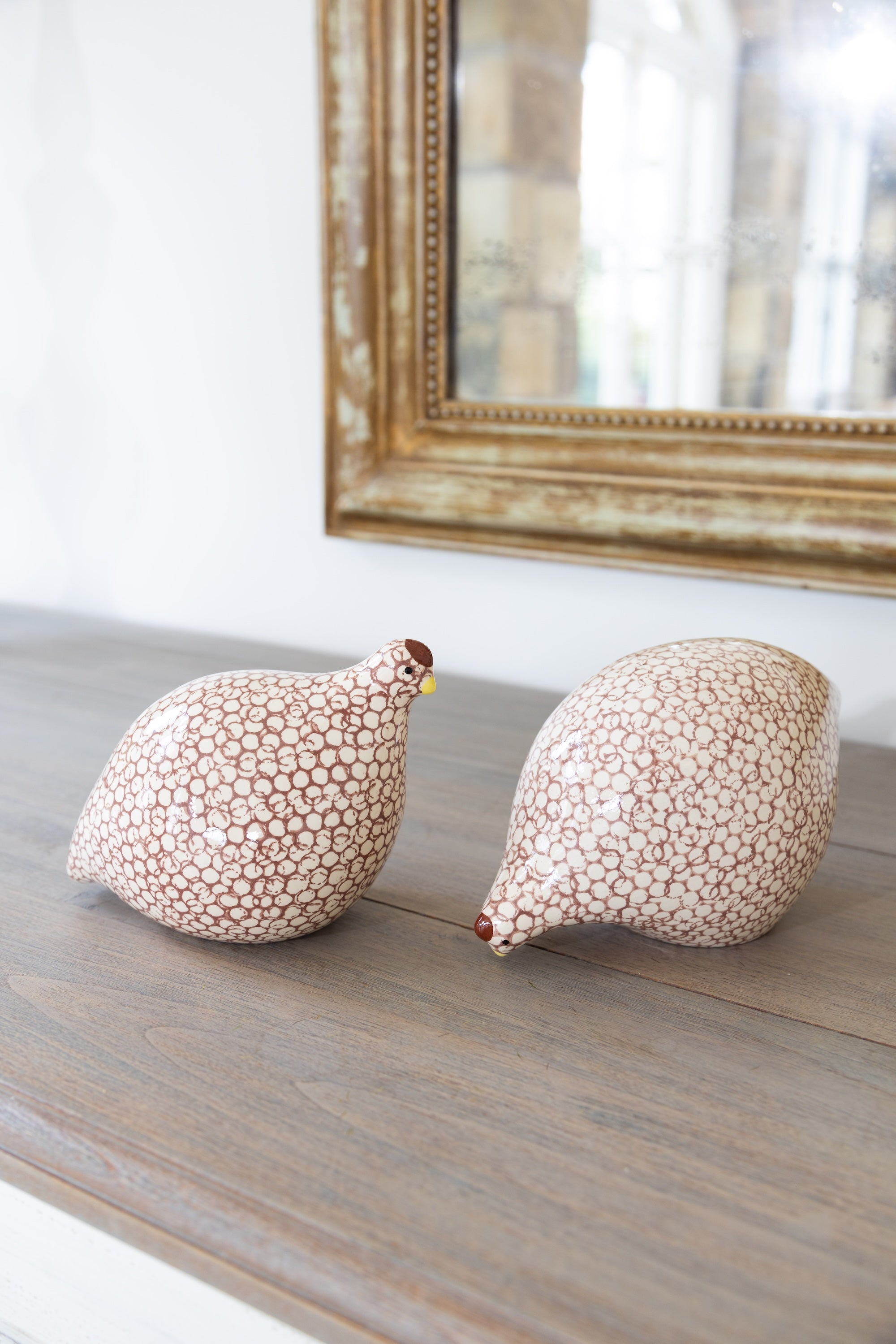 Pink ceramic quail object