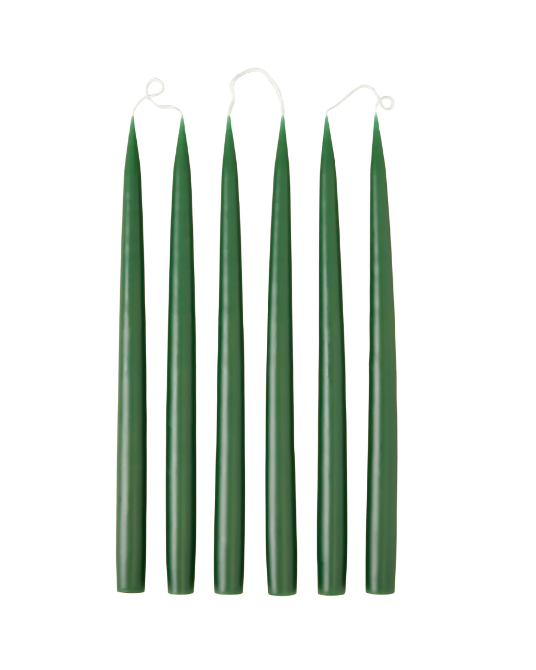 Pine green 35cm high taper candles