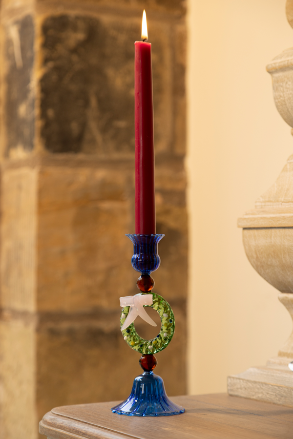 glass wreath candle holder