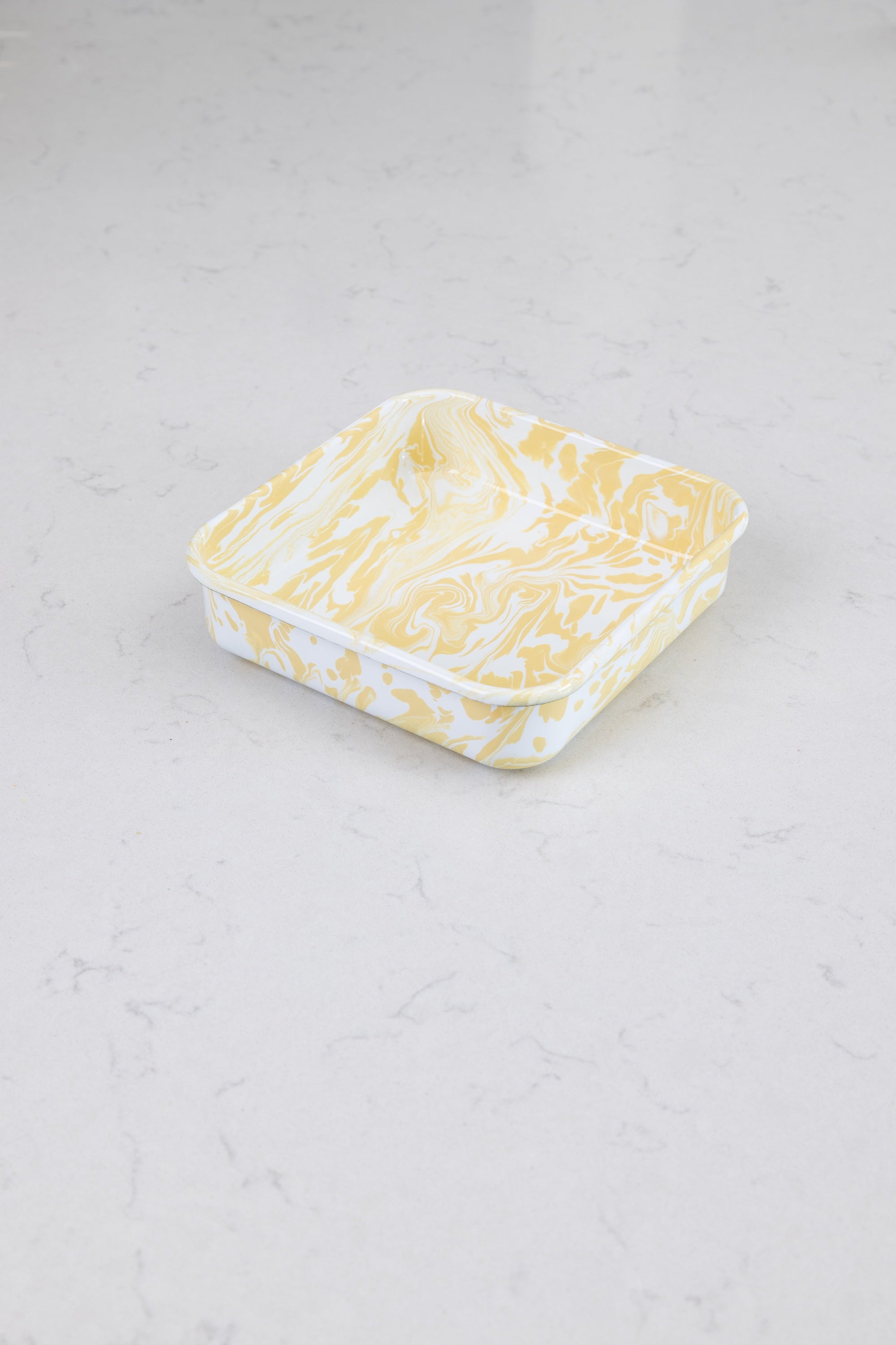 Marble Square Enamel Baking Dish |Yellow