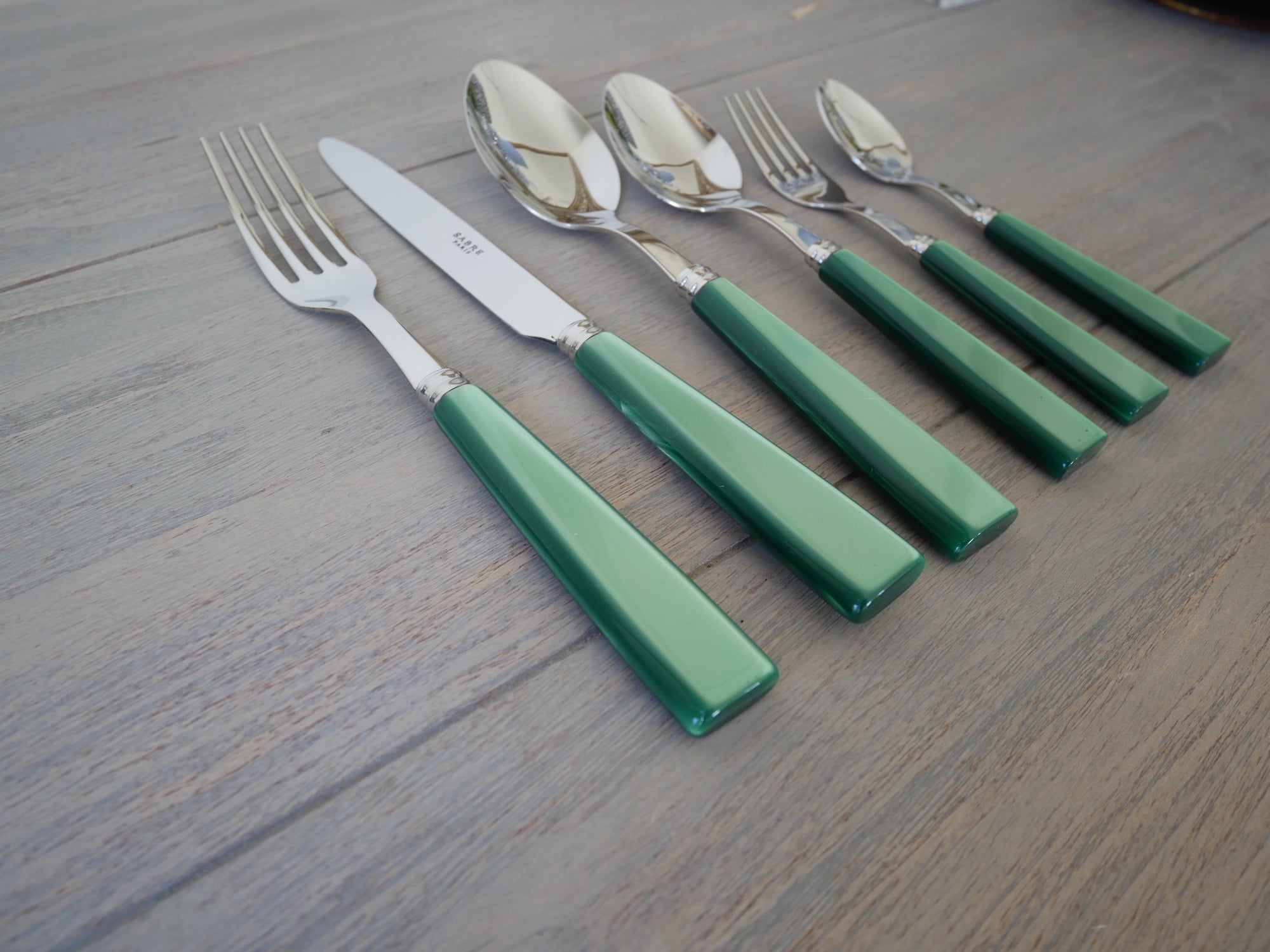Green handle cutlery