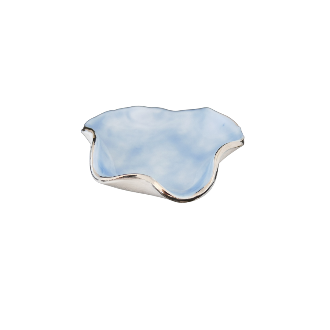 Trinket dish | blue with silver