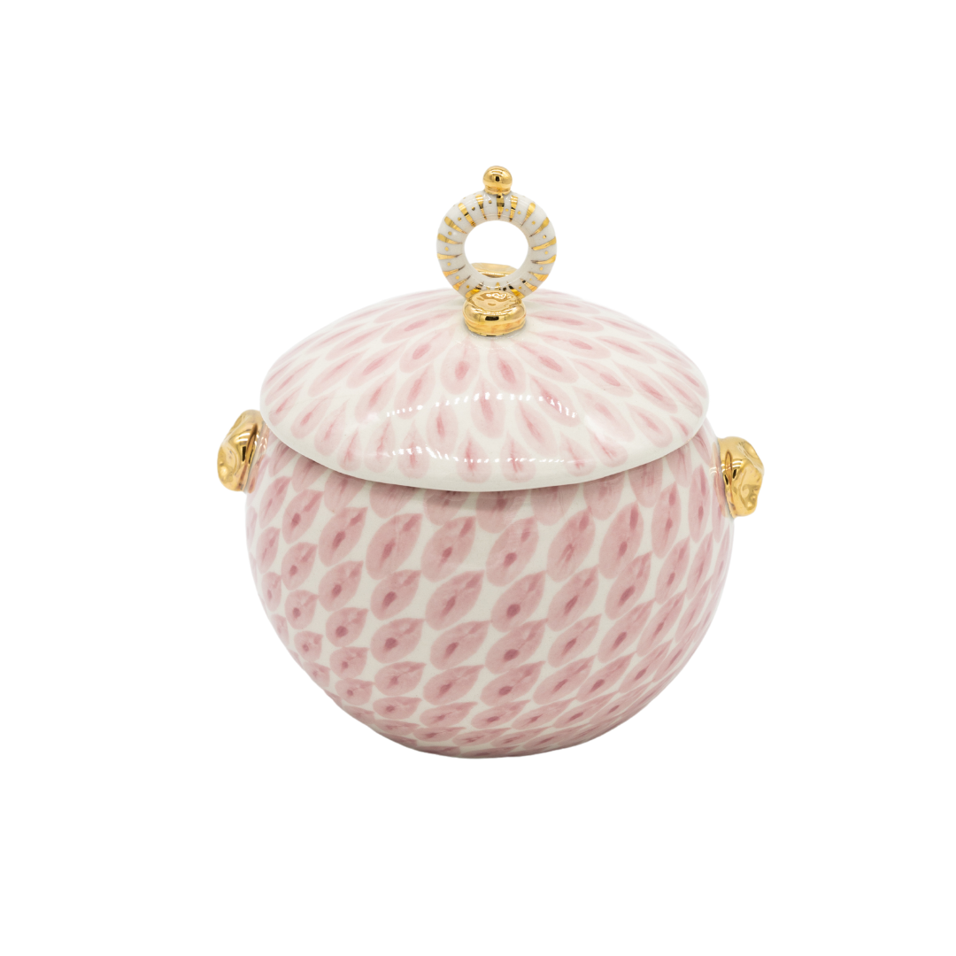 Pink Miranda Berrow sugar bowl with lid