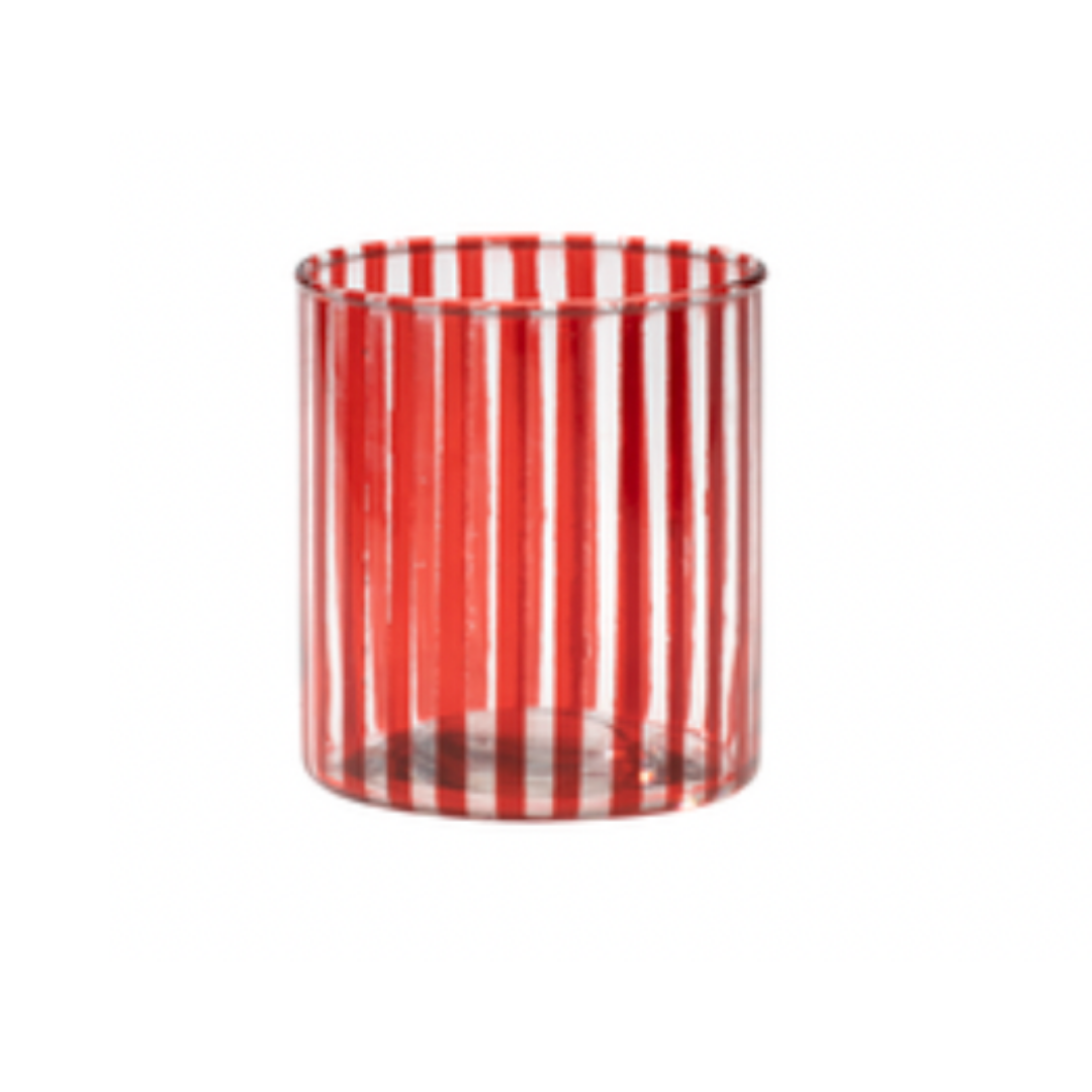 Red striped tea light holder