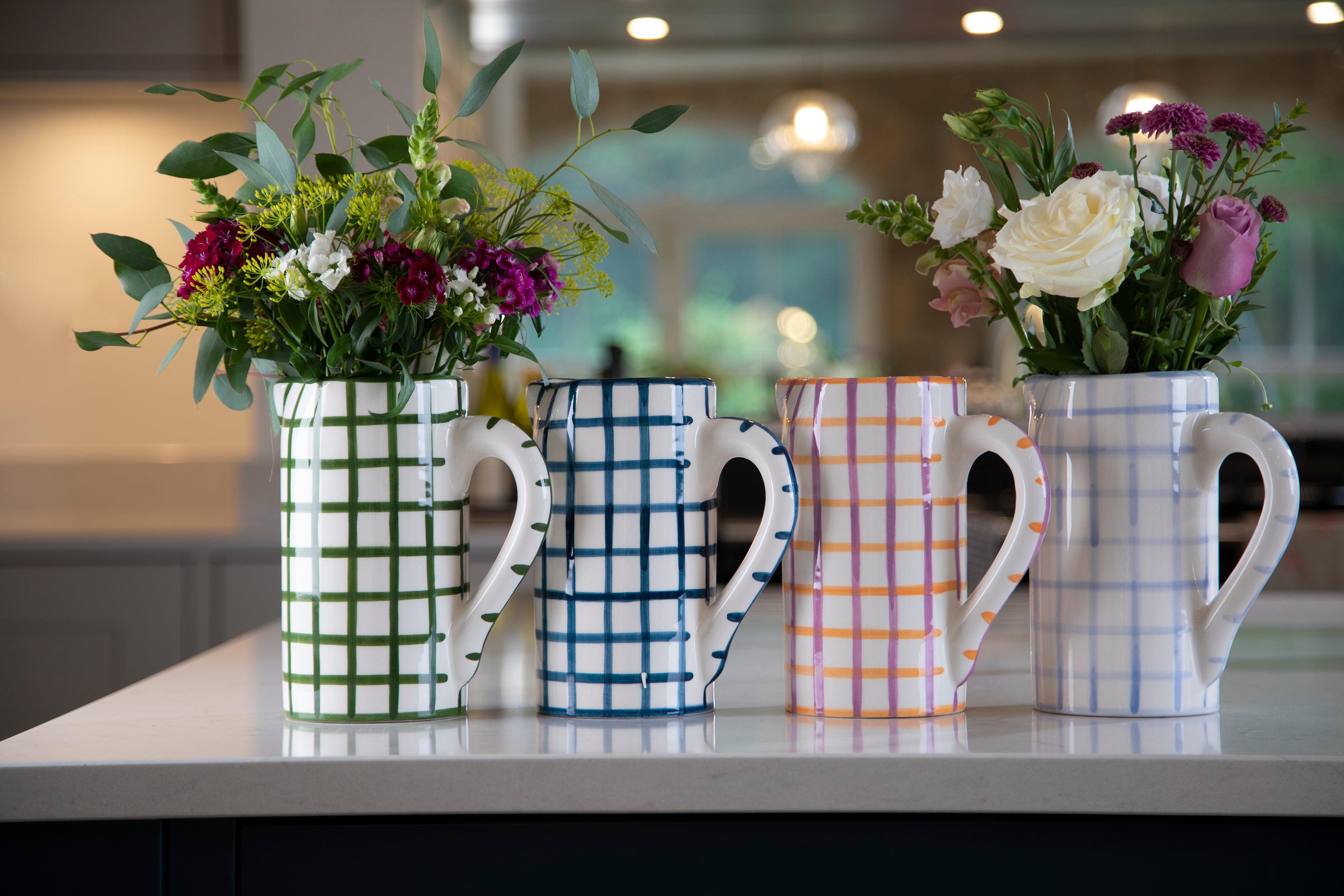 Drink Me Jug & Vase in Capri Blue Gingham