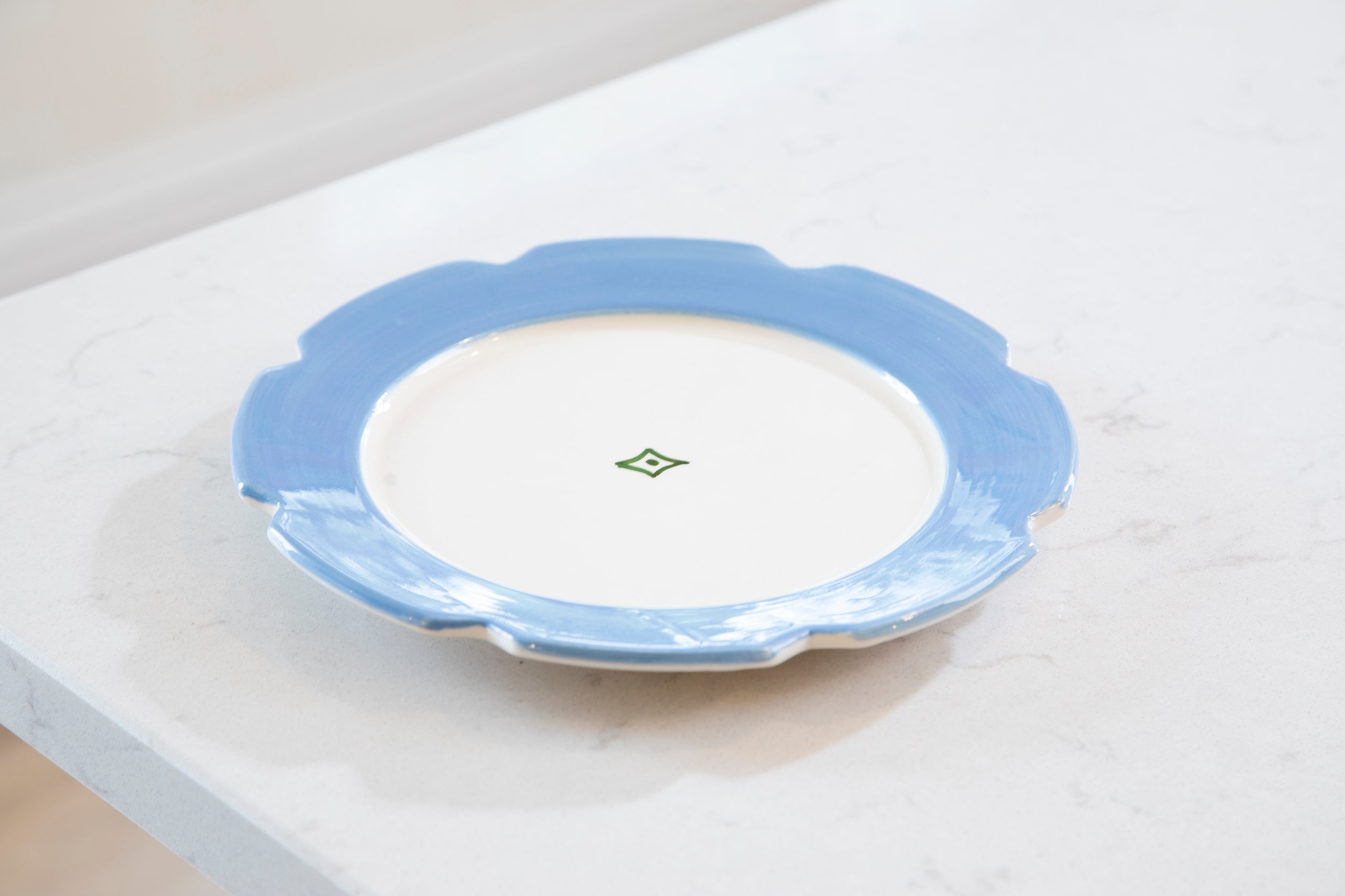 Scalloped plate | blue and white | osski