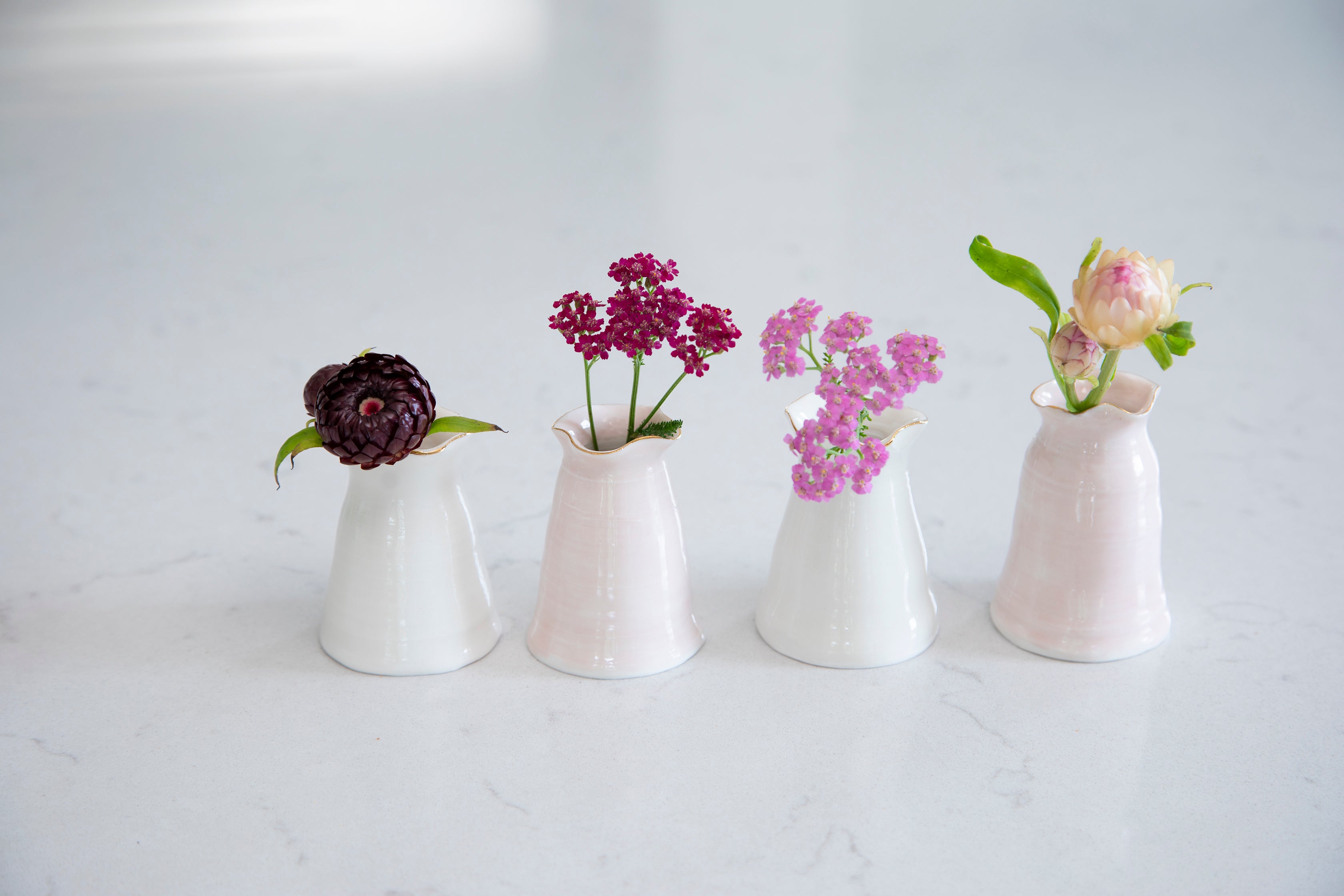 White and pink porcelain Joanna Ling bud vase