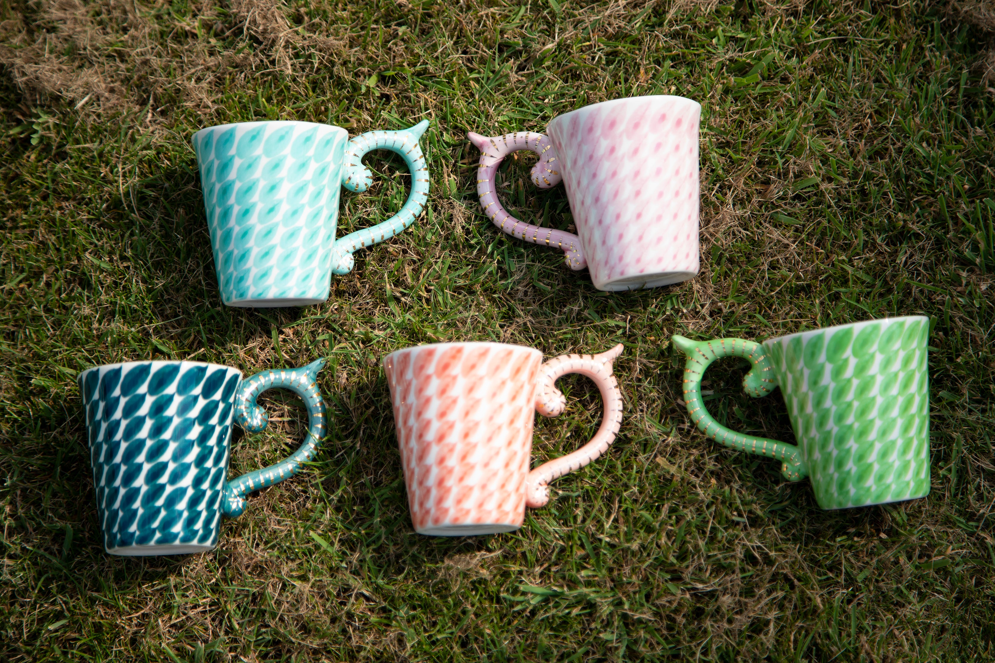 Espresso Cup | Dash patterned | Coral