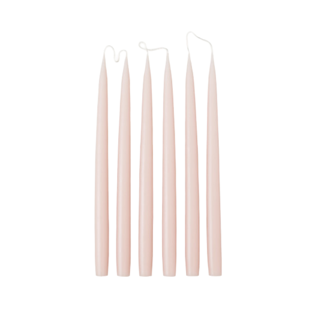 Powder pink tapered candles