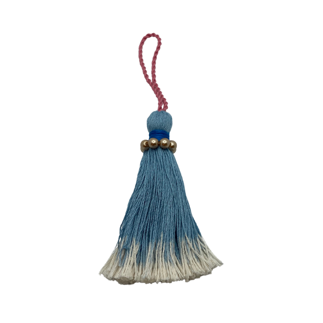 Key Tassel | blue with beads | jessica light